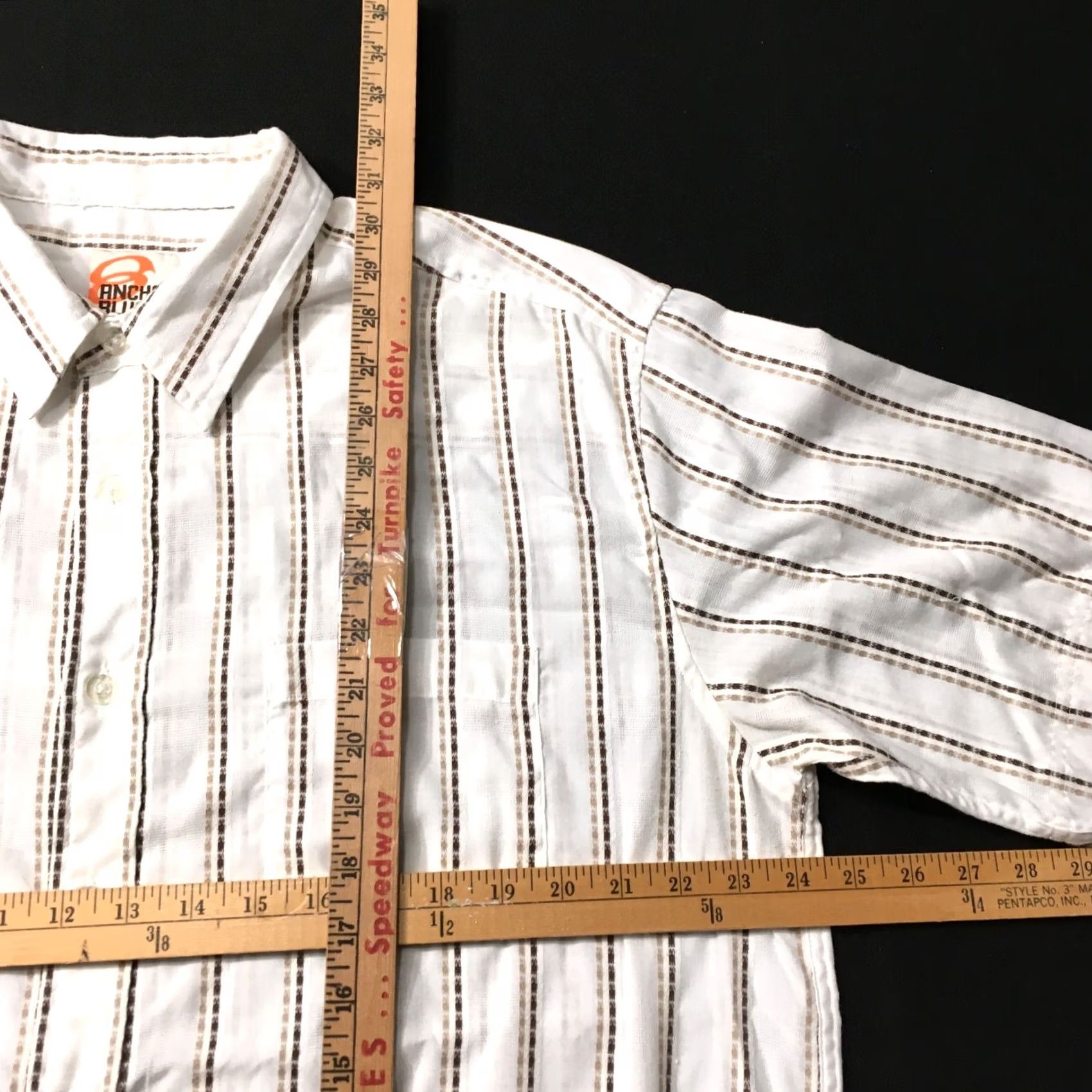 Anchor Blue Anchor Blue Shirt Men's XL White brown Stripes Short Sleeve Embroidered Size US XL / EU 56 / 4 - 3 Thumbnail