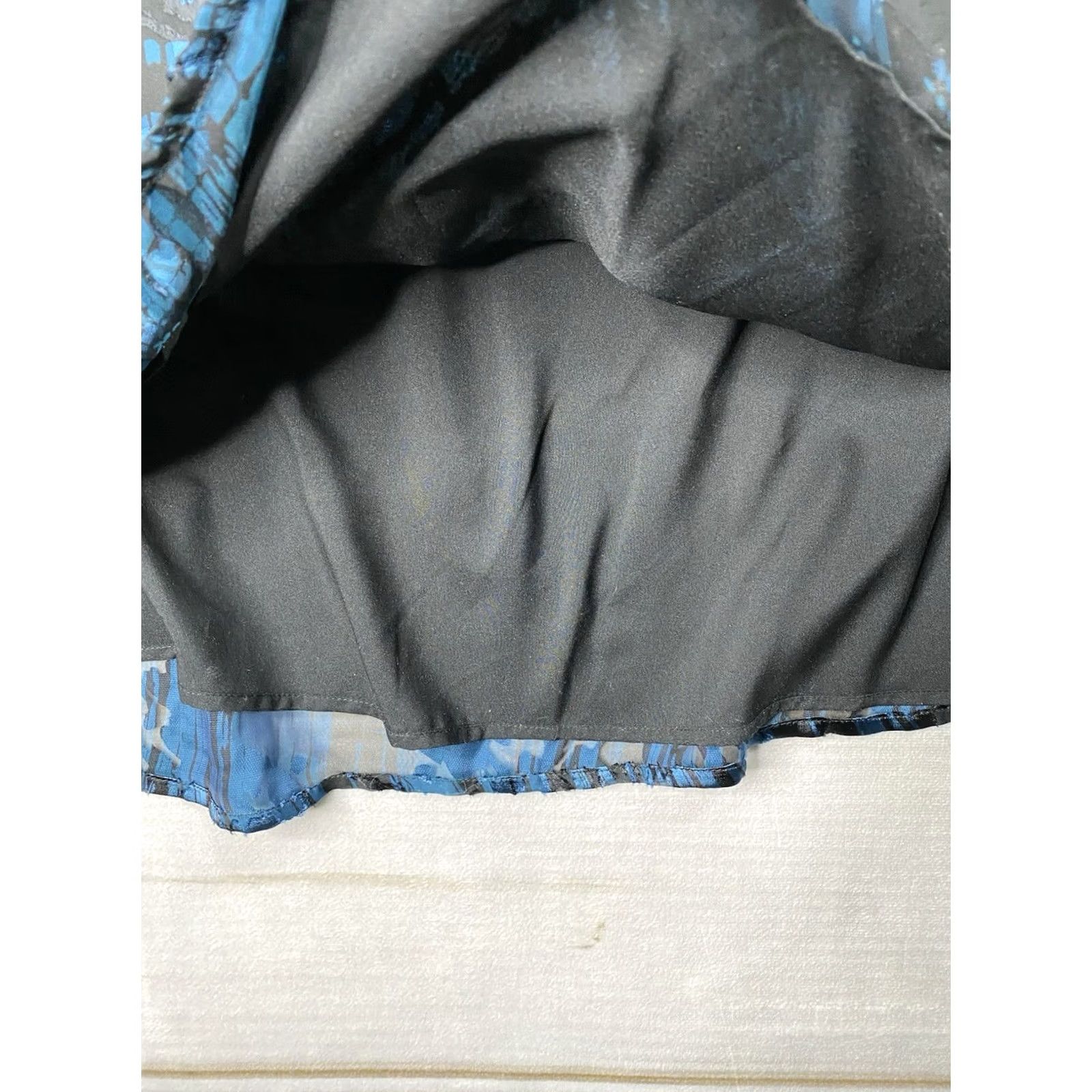 Vintage Chico's Skirt 14 L/XL Teal Black Burnout Silk Blend Lined Long Midi A-Line Bohemian NWT Womens Size 36" / US 14 / IT 50 - 2 Thumbnail