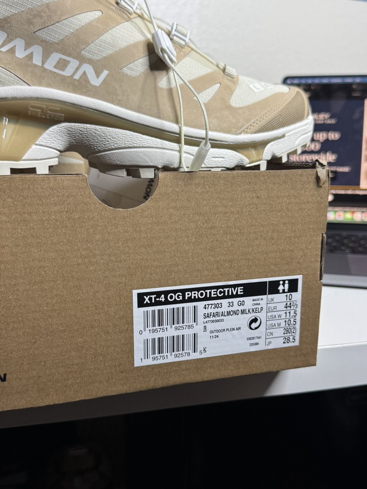Salomon Salomon XT-4 OG Protective Safari/Almond Milk NEW Ships Fast Size US 10.5 / EU 43-44 - 7 Thumbnail