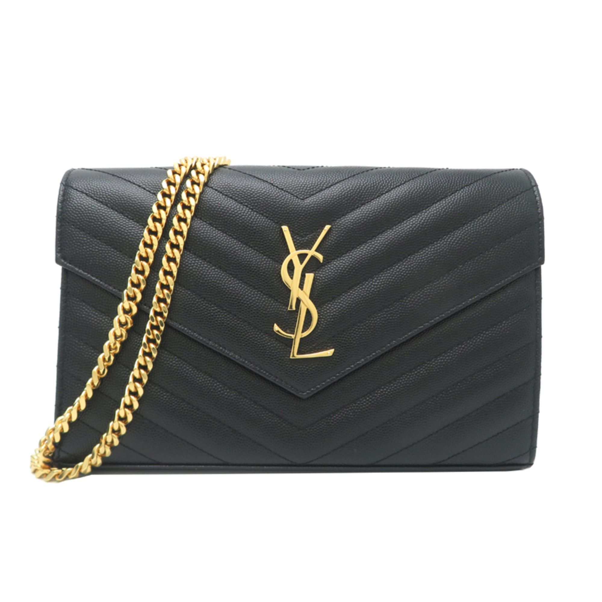 Saint Laurent Paris Saint Laurent Paris Cassandra Chain Wallet Women's Shoulder Bag 377828 Caviar Leather Black Size ONE SIZE - 1 Thumbnail