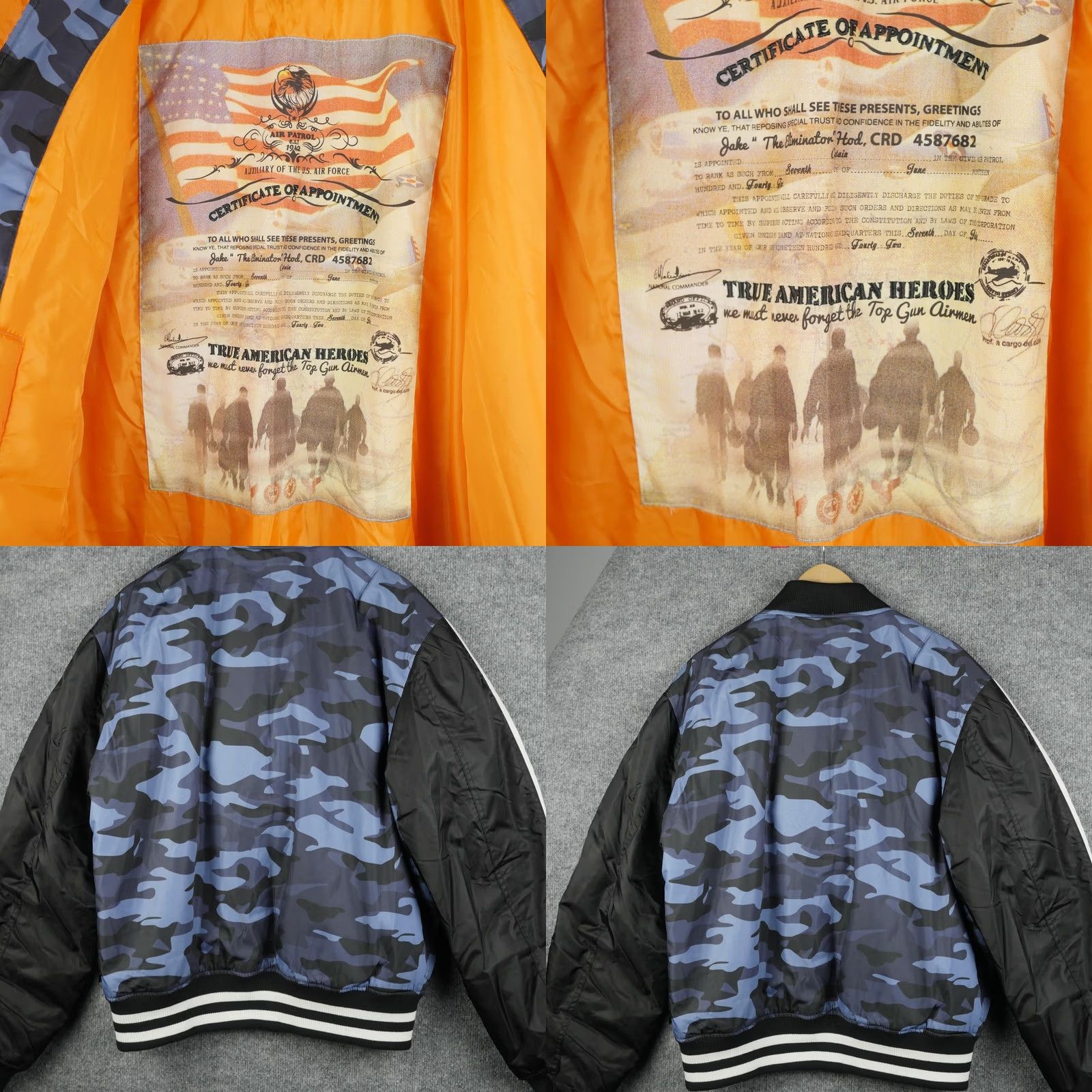 Vintage Top Gun Jacket Mens XL Blue Camo MA-1 Bomber Flight Air Force Patches Pilot Size US XL / EU 56 / 4 - 8 Thumbnail