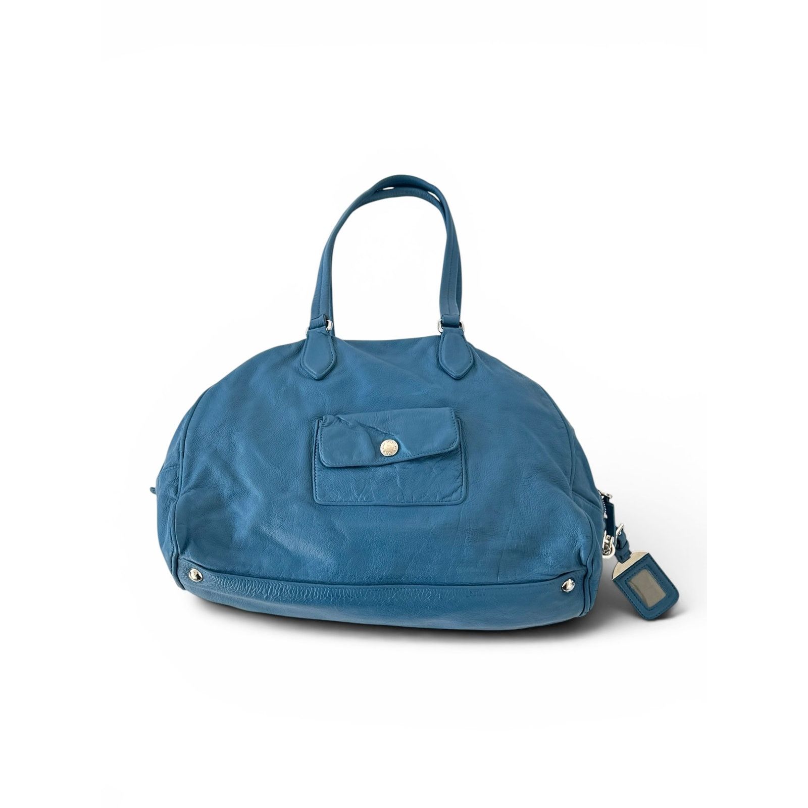 Prada Prada Bowling Leather Blue Bag Size ONE SIZE - 2 Thumbnail