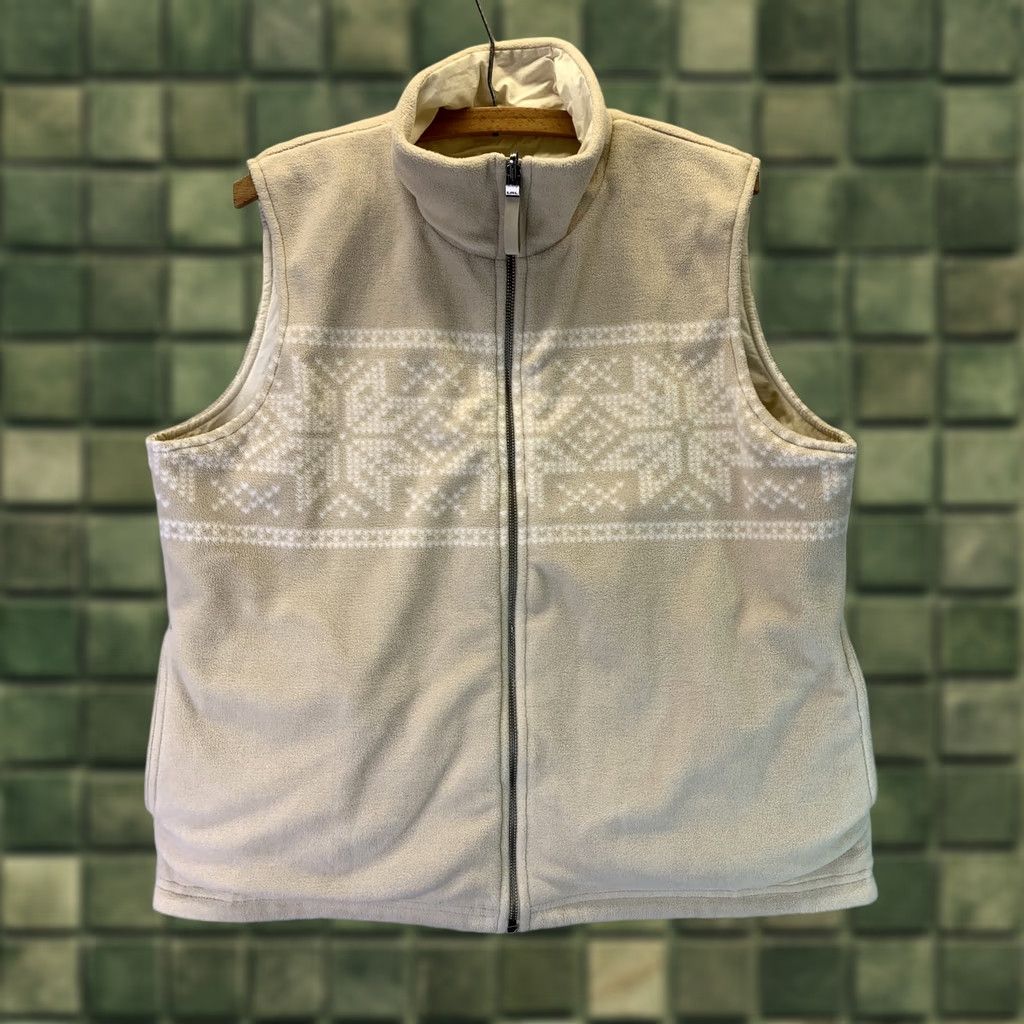Ralph Lauren Ralph Lauren Women’s Vest L Tan/Ivory Reversible Fleece Winter Style #3481 Size L / US 10 / IT 46 - 1 Thumbnail