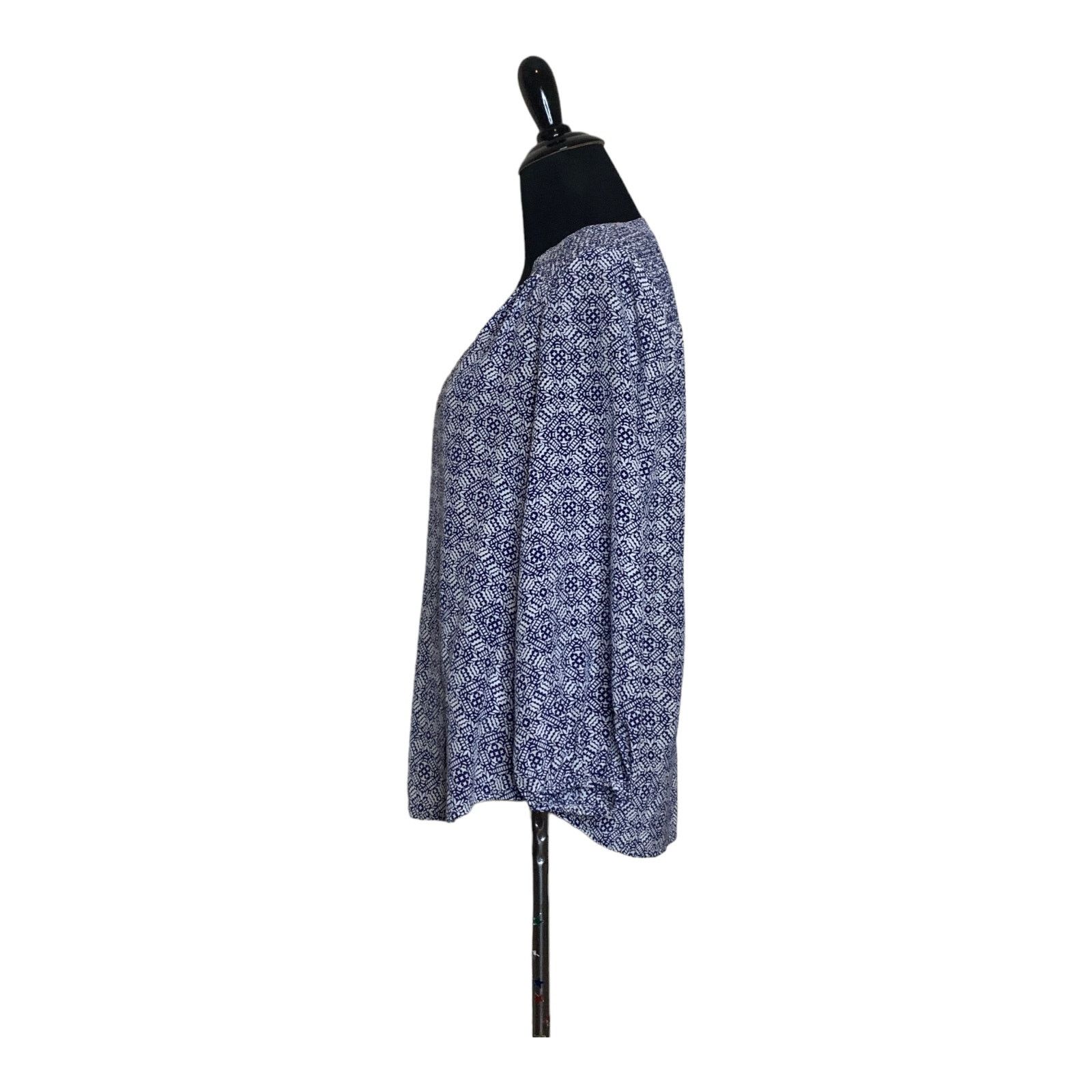 Joie Joie blue print silk 3/4 sleeves v neck tunic top size XXS Size XXS / US 00 / IT 34 - 7 Thumbnail