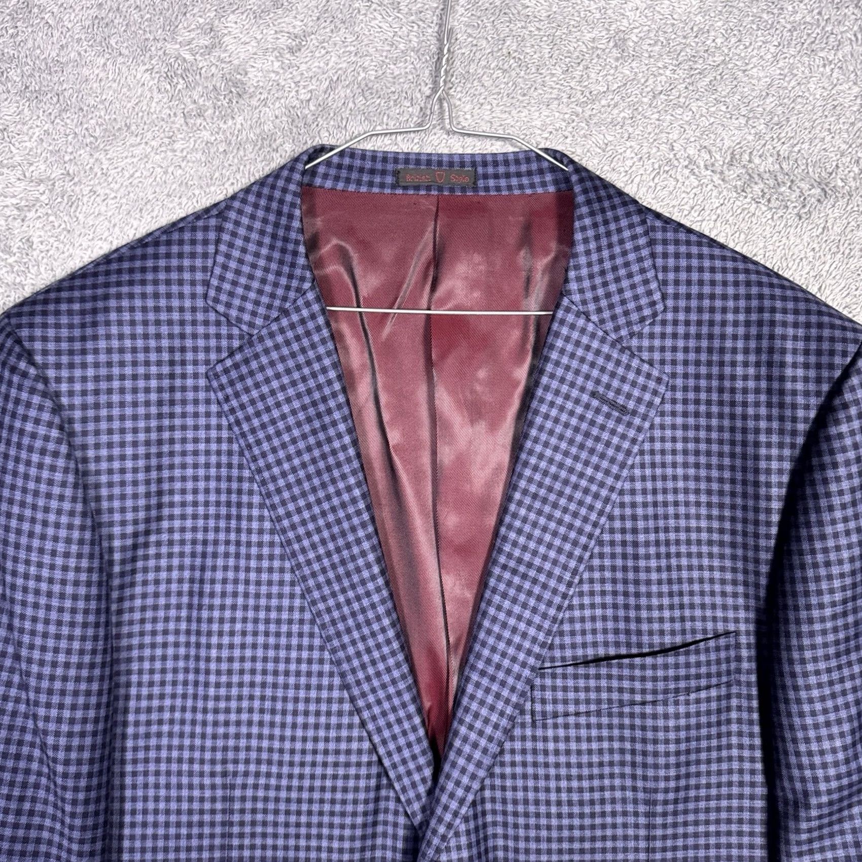 Vintage Byron Sport Coat Mens 46R Blazer Wool Plaid Check Dover Italy Blazer Jacket Dus Size 46R - 3 Thumbnail