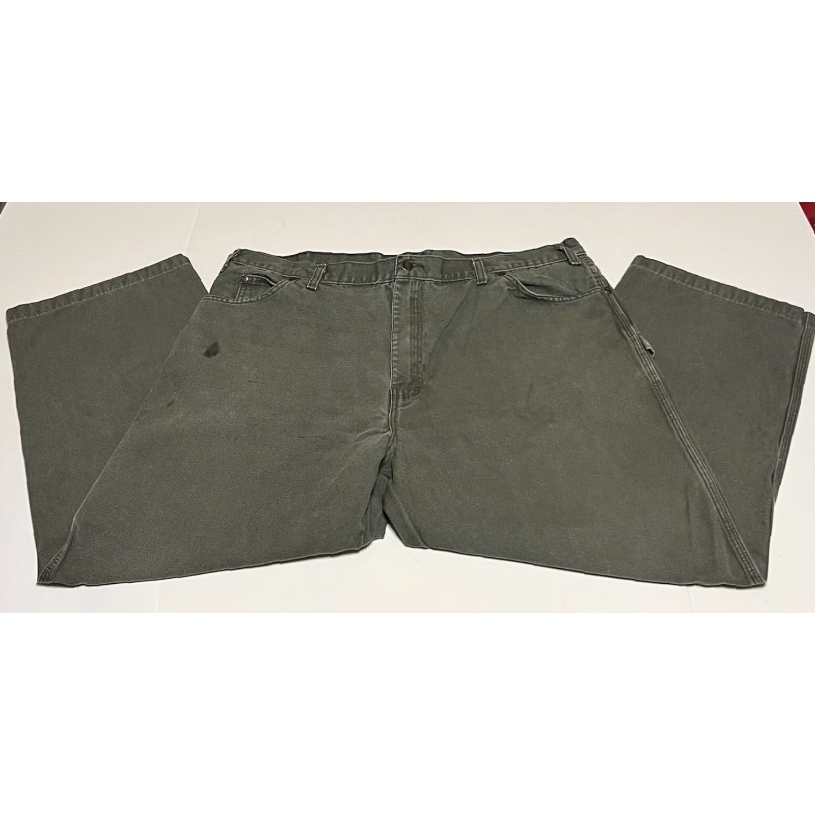 Dickies Dickies Carpenter Pants Green Canvas Workwear Mens Tag 42x30 Measure 42x27 Stain Size US 42 / EU 58 - 2 Thumbnail