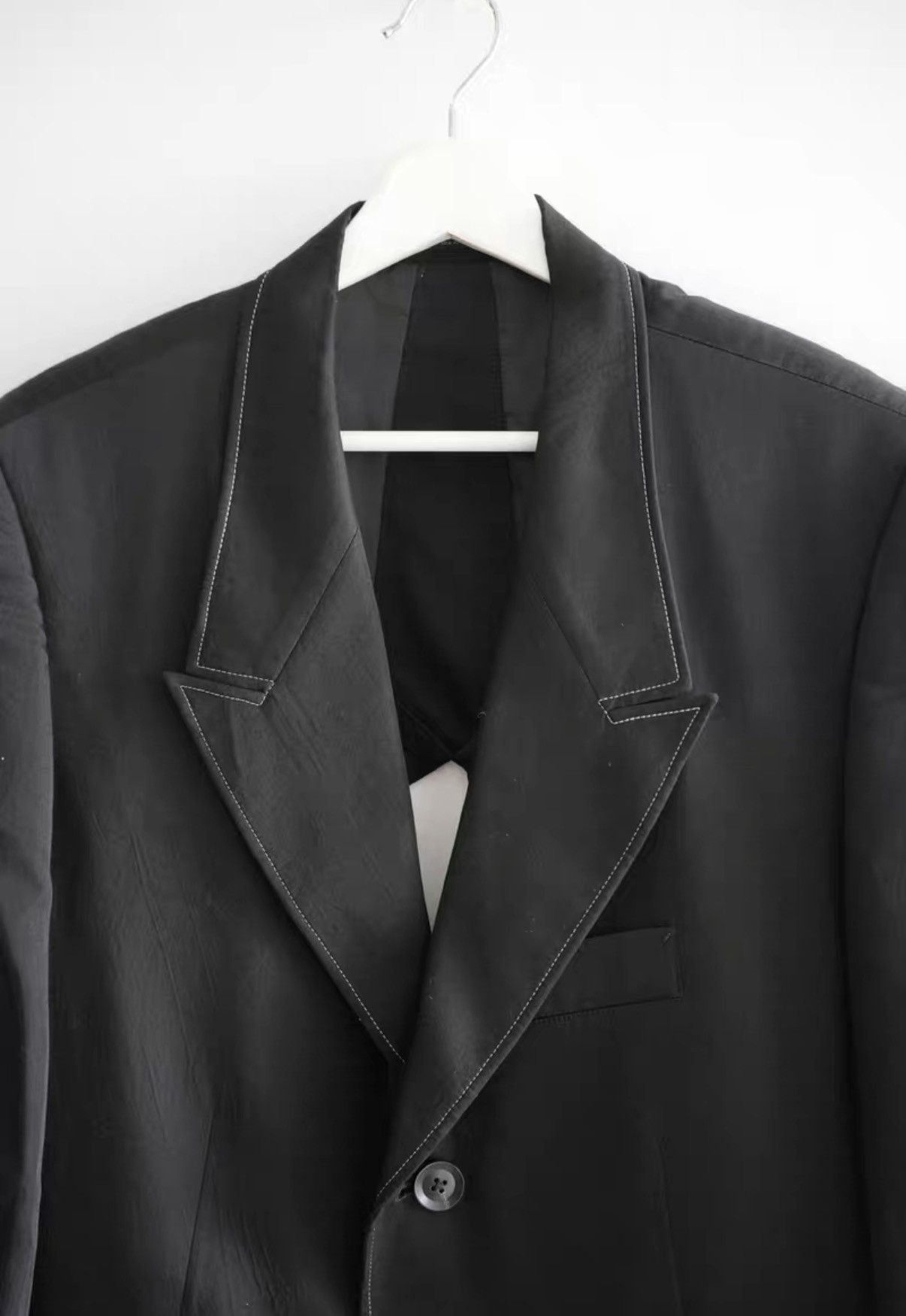 Yohji Yamamoto Yohji Yamamoto Open Back Long Blazer with Topstitching K4 Size US M / EU 48-50 / 2 - 3 Thumbnail