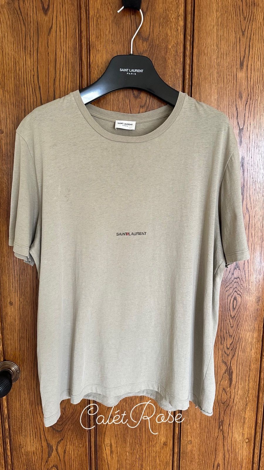 Saint Laurent Paris $550 Saint Laurent Rive Gauche logo t shirt olive khaki M Size US M / EU 48-50 / 2 - 9 Thumbnail
