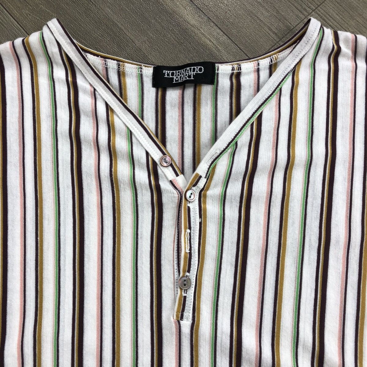 Tornado Mart 2000s Tornado Mart Japan Striped Lgb Goa Style Button TShirt Size S / US 4 / IT 40 - 4 Thumbnail