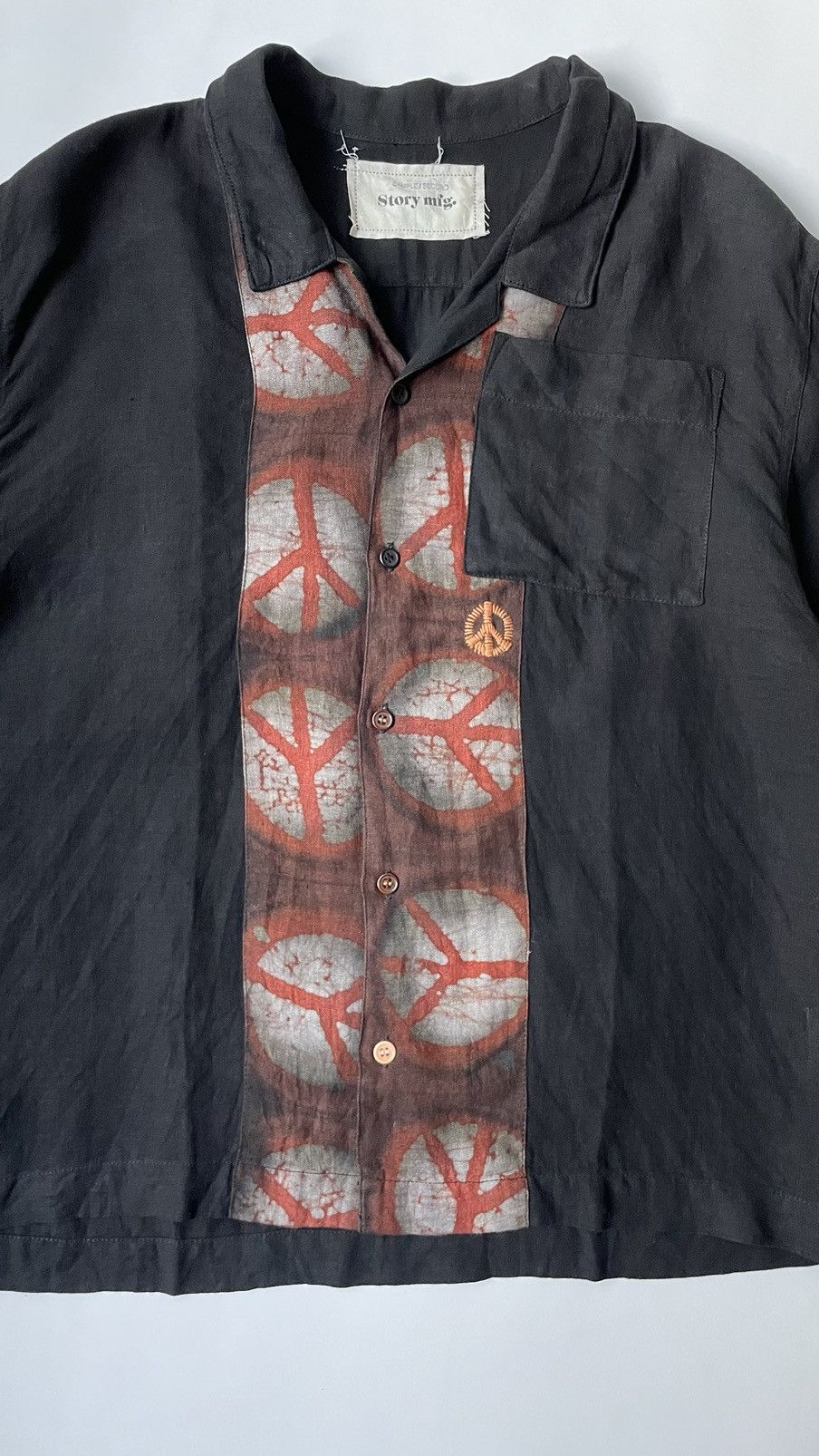 Story Mfg. Black/Orange ‘Peace’ Tie Dye Print Shirt Size US M / EU 48-50 / 2 - 3 Thumbnail