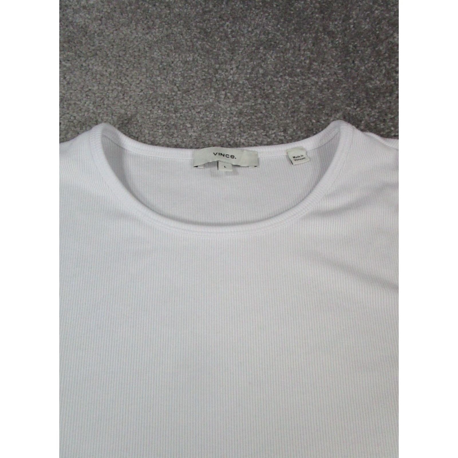Vince Vince Shirt Womens Large White Ribbed Pullover Size L / US 10 / IT 46 - 2 Thumbnail