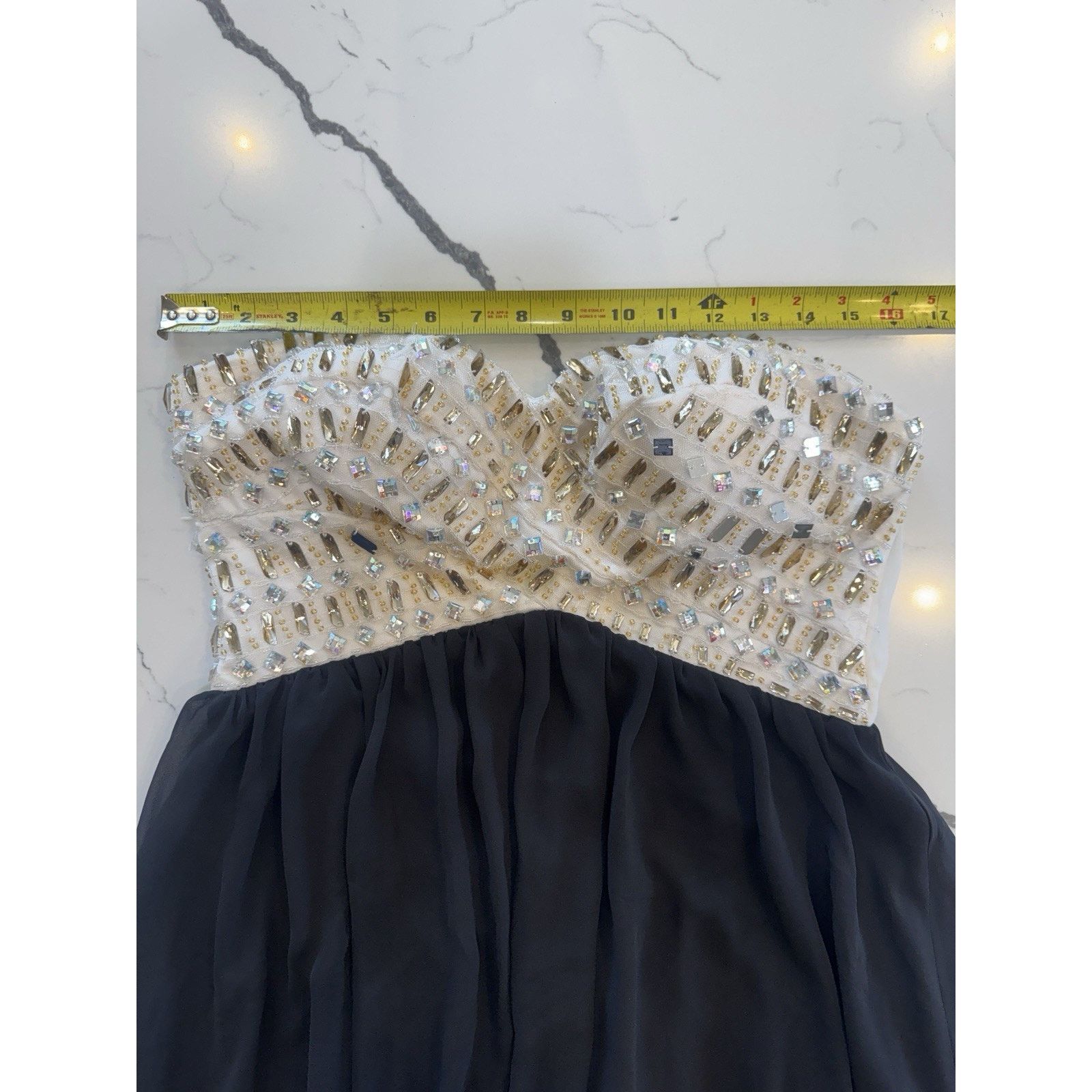 Other B Smart Strapless Beaded Party Mini Dress Womens black Ivory Size L / US 10 / IT 46 - 4 Thumbnail