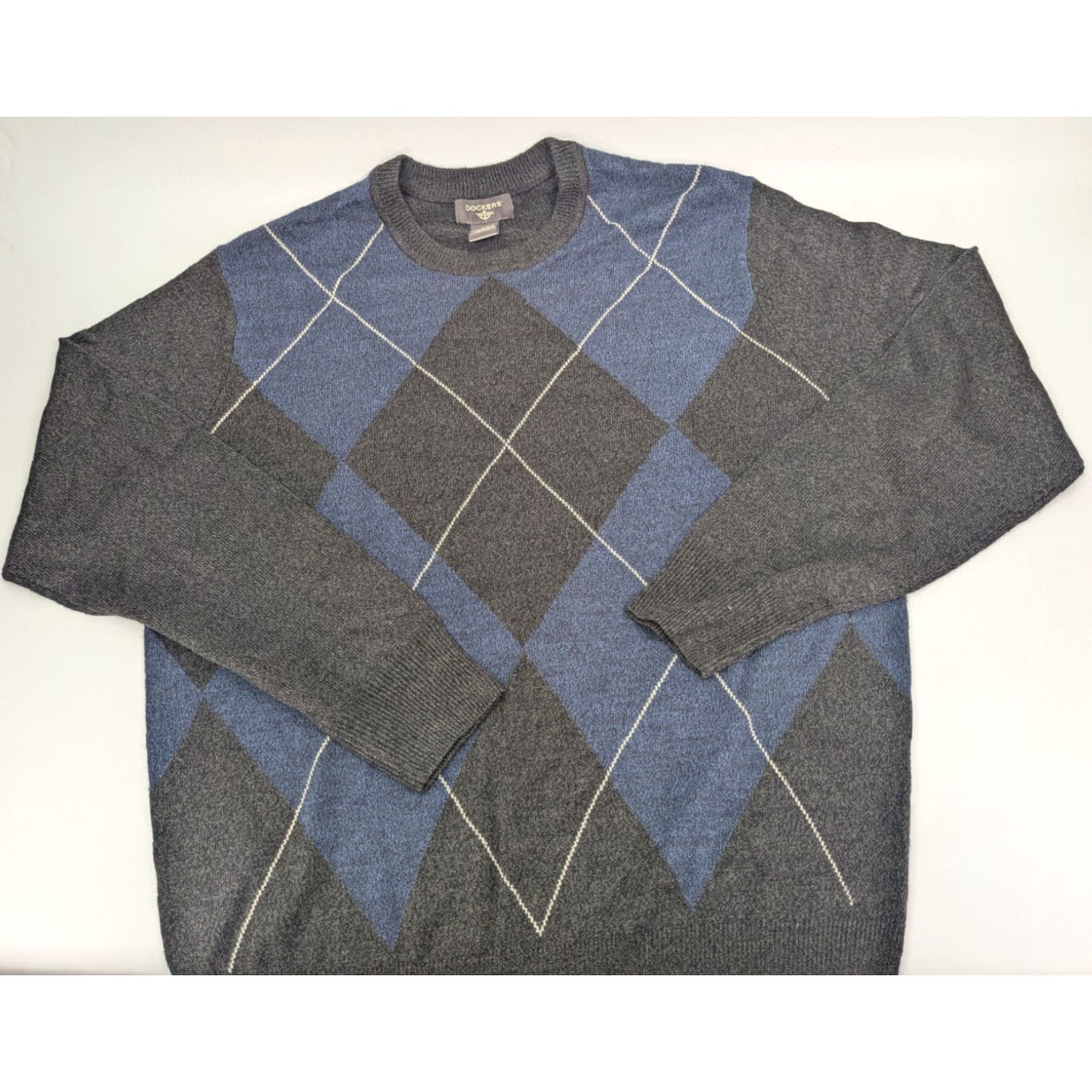 Dockers Dockers Sweater Mens Medium Gray Diamond Argyle Knit Crewneck Long Sleeve Size US M / EU 48-50 / 2 - 2 Thumbnail