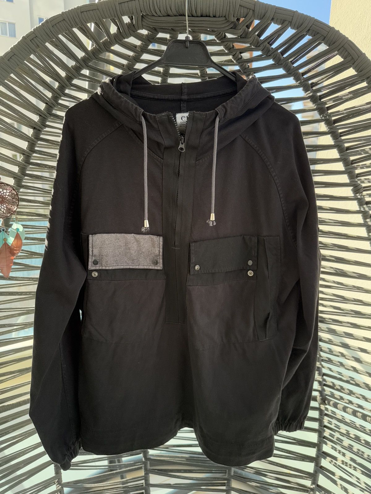 C.P. Company Black Hooded Half-Zip Pullover Size US XL / EU 56 / 4 - 1 Thumbnail