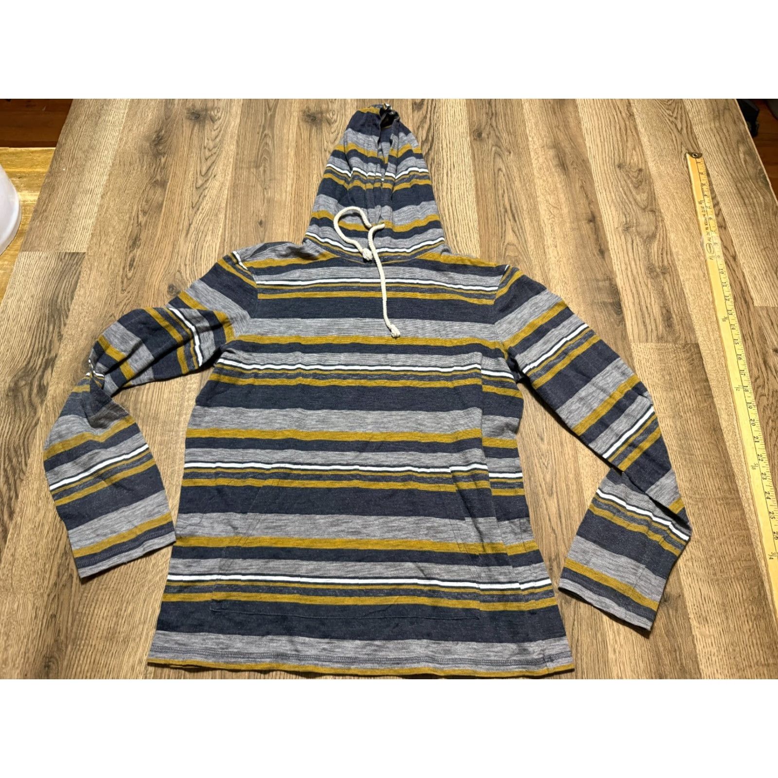 Vintage Urban Pipeline Shirt Men’s Small Blue Grey Yellow Striped Long Sleeve Hooded Size US S / EU 44-46 / 1 - 2 Thumbnail
