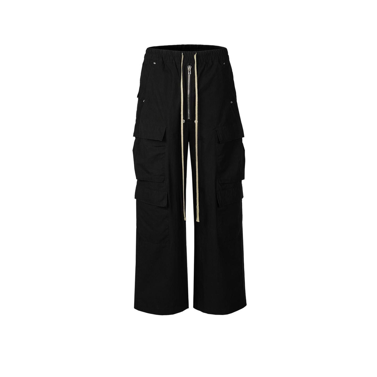 Japanese Brand Black Wide Leg Cargo Pants, Baggy Utility Trousers Size US 32 / EU 48 - 5 Thumbnail