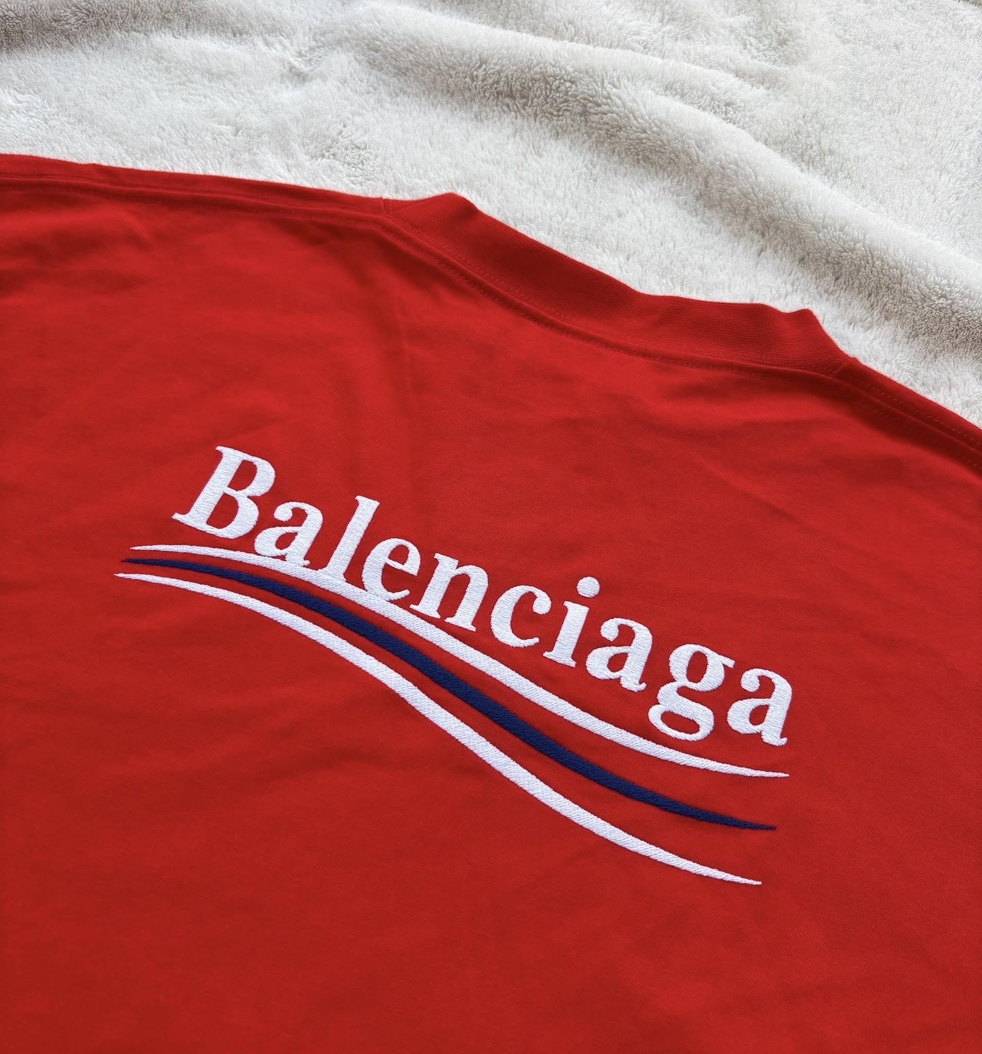 Balenciaga Balenciaga Red Embroidered Political Campaign Logo Tee Size US XL / EU 56 / 4 - 4 Thumbnail