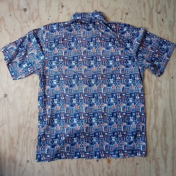 Arizona Jean Co. × Vintage Vintage 90s Arizona Jeans Geometric Tiles Poly Disco Shirt Size US M / EU 48-50 / 2 - 5 Thumbnail