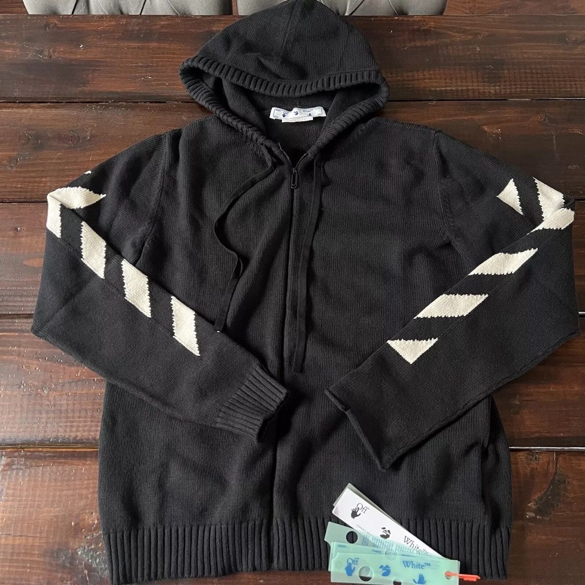 Off-White OFF-WHITE c/o Virgil Abloh Diagonal Full Zip Knit Hoodie Size US L / EU 52-54 / 3 - 2 Thumbnail