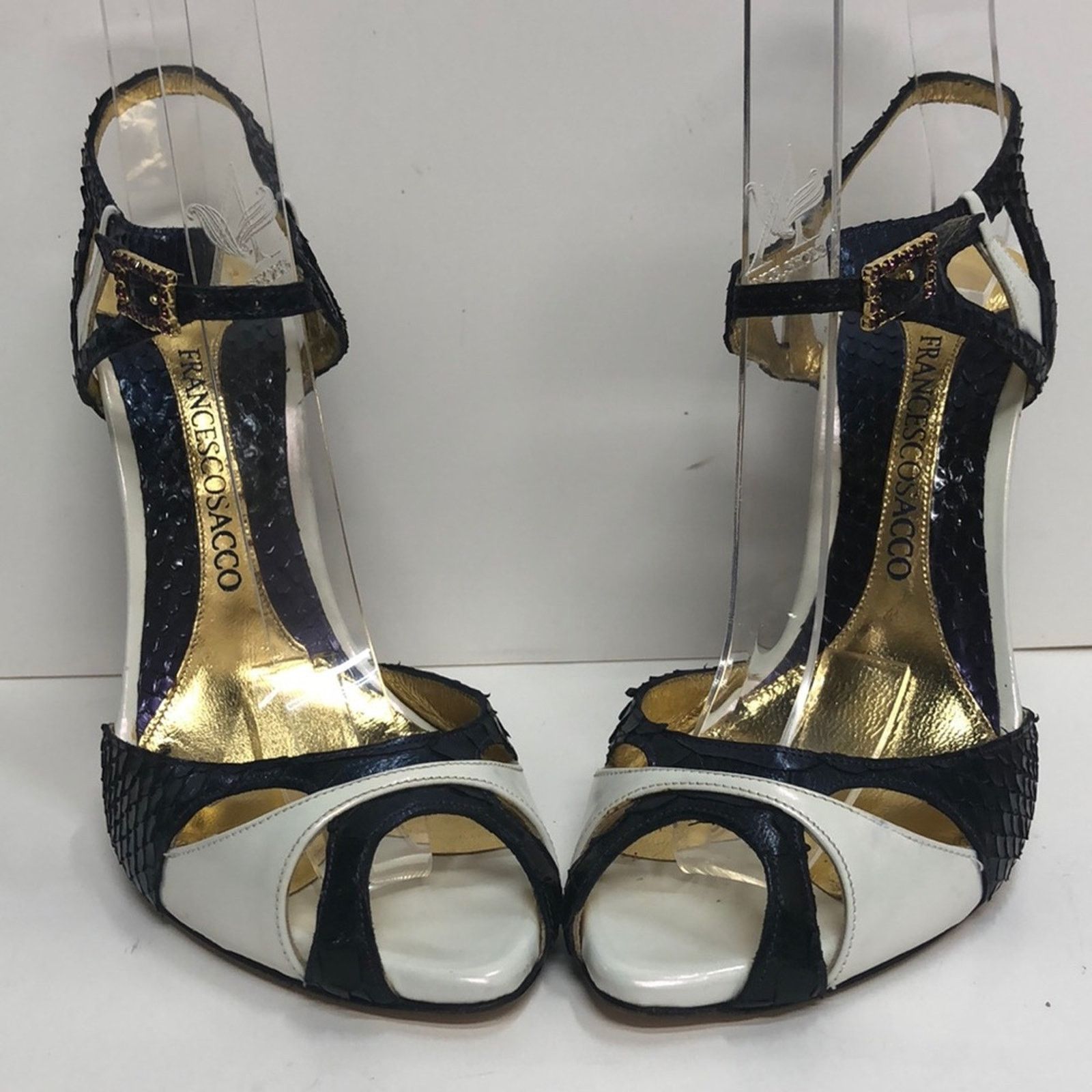 & Other Stories Francesco Sacco Made in Italy White Leather wSnake Size US 7 / IT 37 - 1 Thumbnail