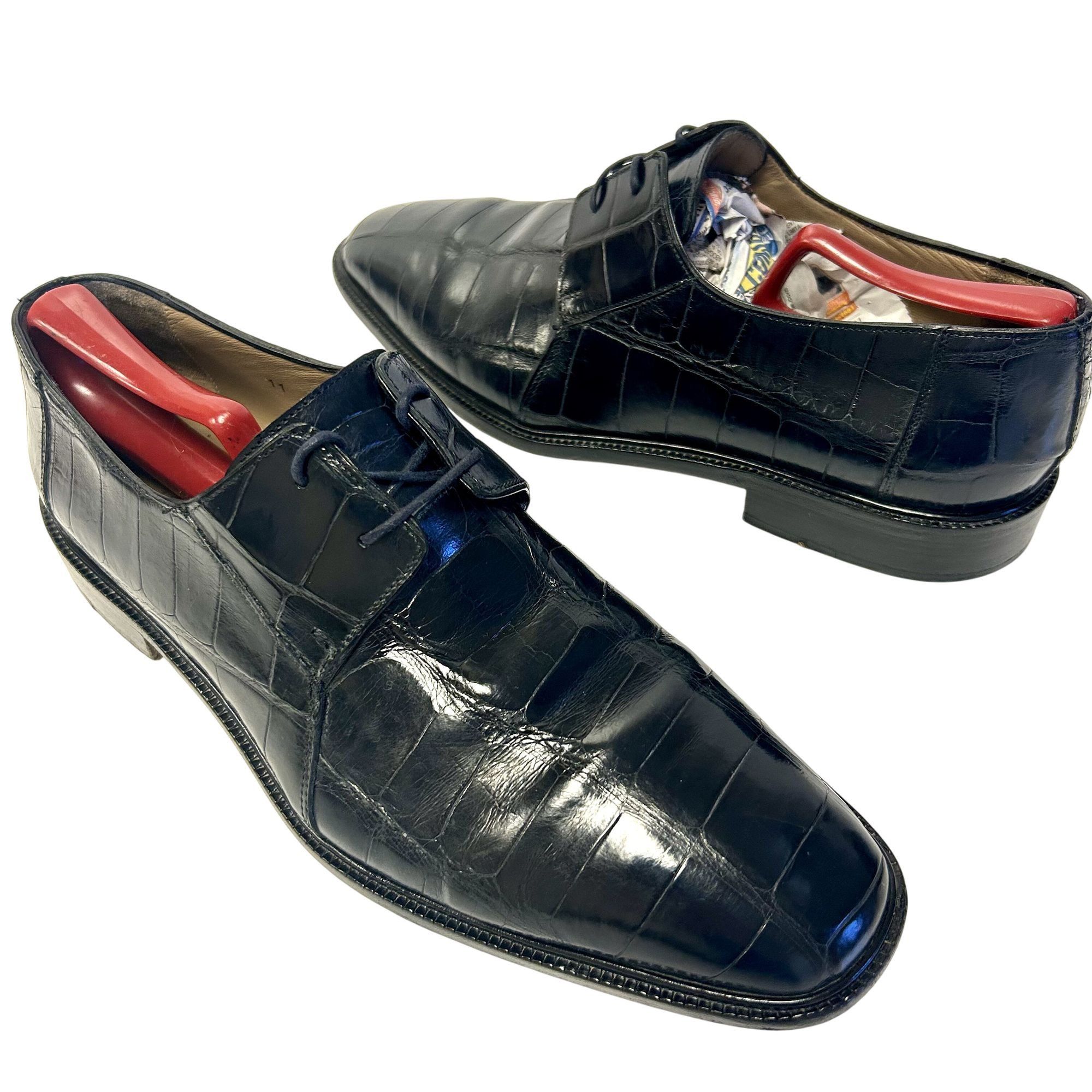 Designer Luxor Italy Men's Genuine ALLIGATOR Skin DRESS Shoe Plain To Size US 11 / EU 44 - 2 Thumbnail