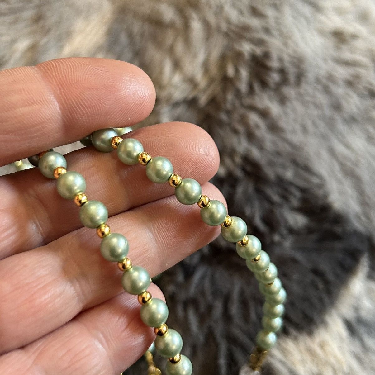 Handmade Handcrafted repurpose elegant mint green pearl necklace Size ONE SIZE - 9 Thumbnail