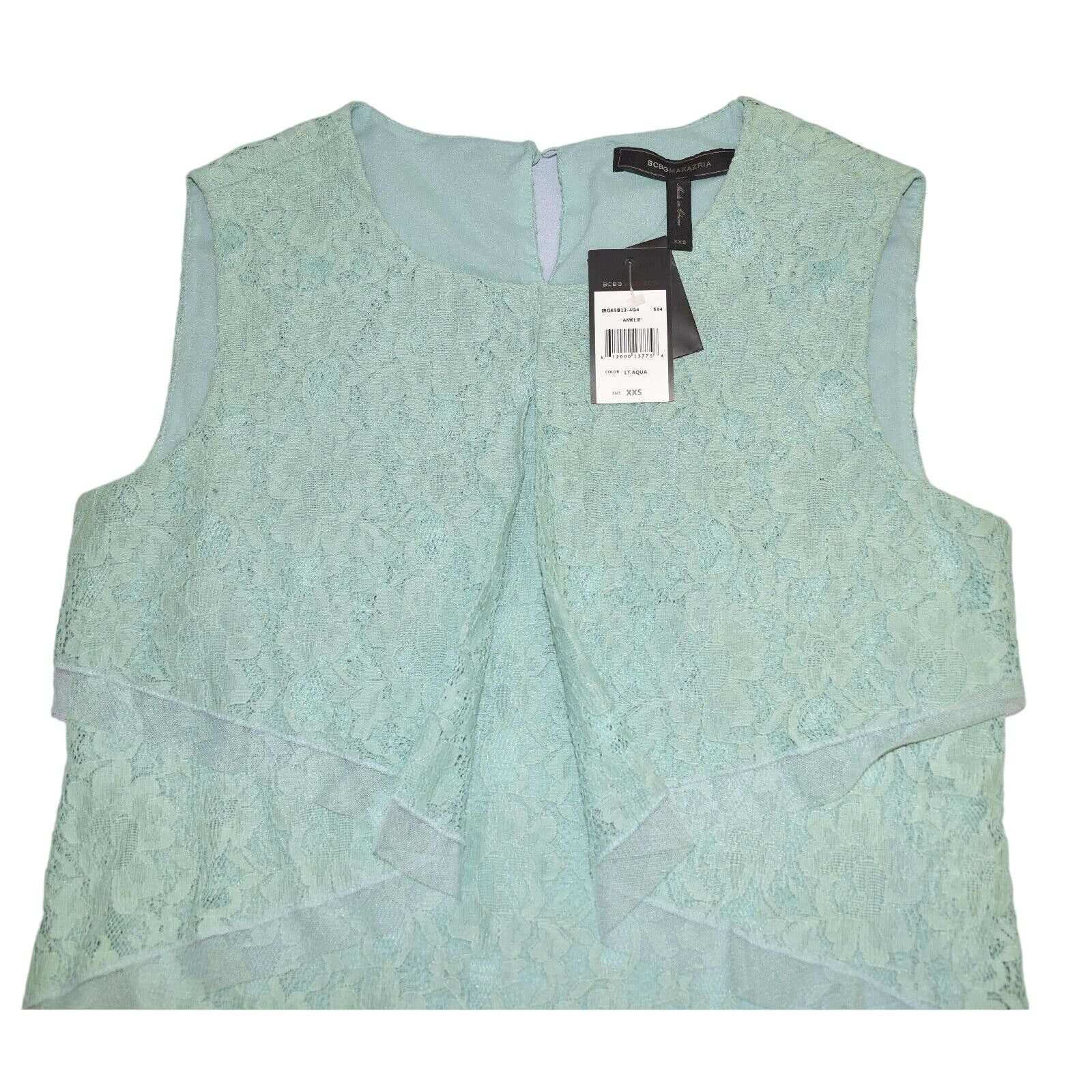 Bcbgmaxazria NWT BCBG MAXAZRIA Amelie Lt Aqua Layer Top Dress Sz XXS $230 Size XXS / US 00 / IT 34 - 6 Thumbnail
