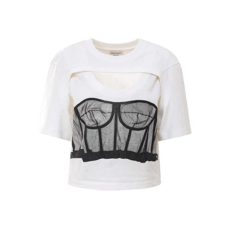 Alexander McQueen Alexander McQueen T-Shirt White Womens US M Corset Size M / US 6-8 / IT 42-44 - 3 Thumbnail
