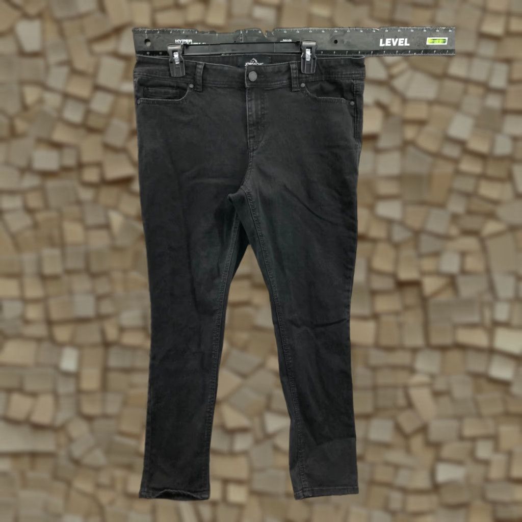 Jordache Jordache Jeans Skinny Size 14 Womens Dark Wash Black Leather Buttons Zipper Logo 5-Pocket Regular Inseam 29 Size 36" / US 14 / IT 50 - 1 Thumbnail