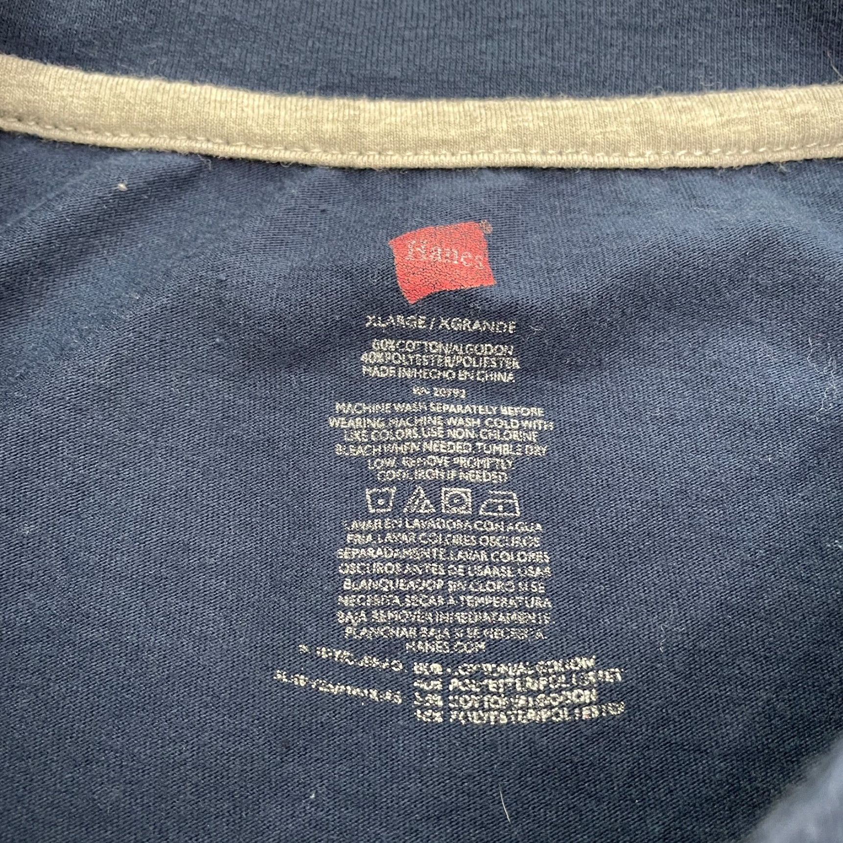Hanes Hanes Long Sleeve Shirt Mens XL Cotton Crew Neck Casual Tee Blue Gray Size US XL / EU 56 / 4 - 6 Thumbnail