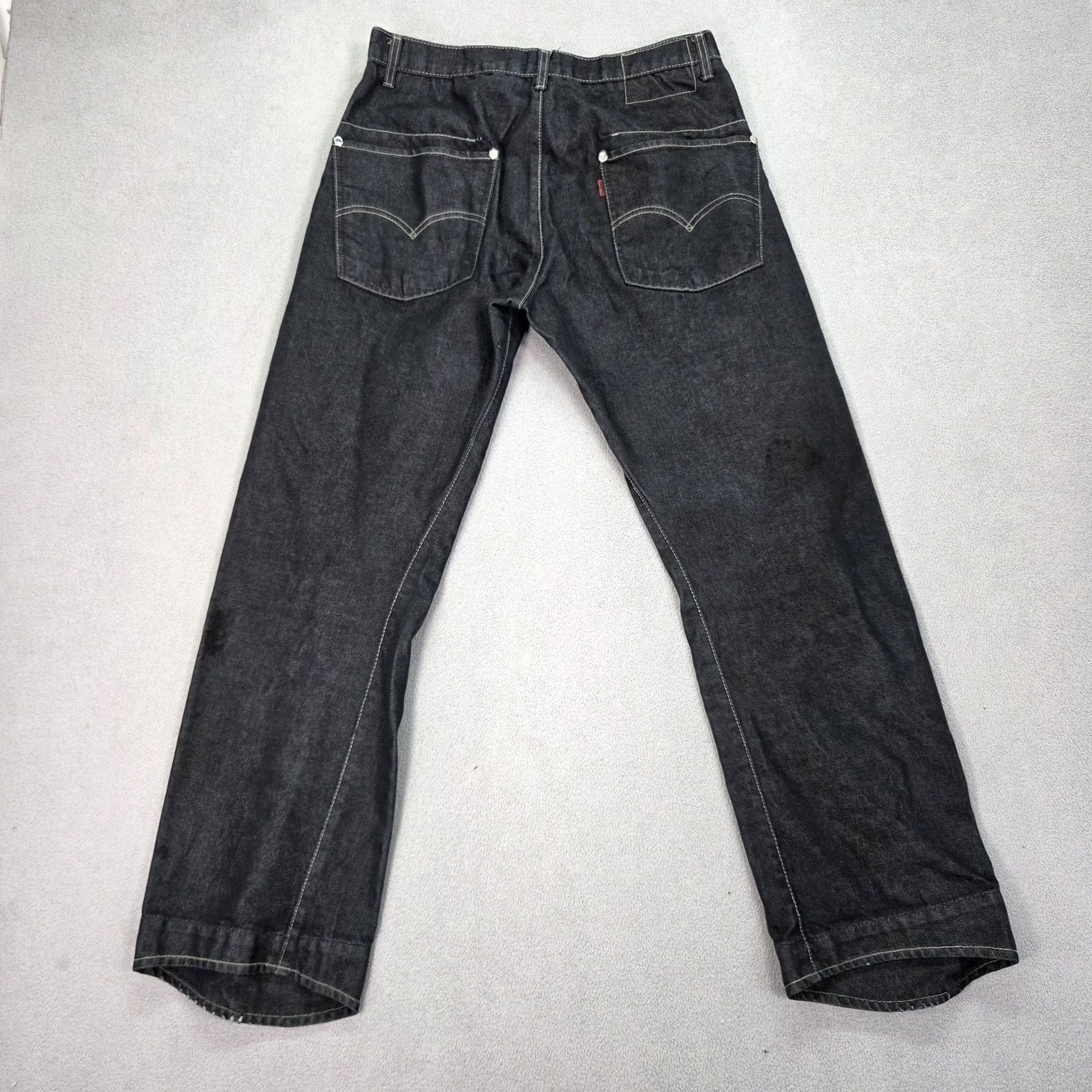 Levi's Levi's Premium Jeans Mens Black 29x28 Straight Zip 5-Pocket Engineered Twisted Seam Vintage No Size US 29 - 2 Thumbnail