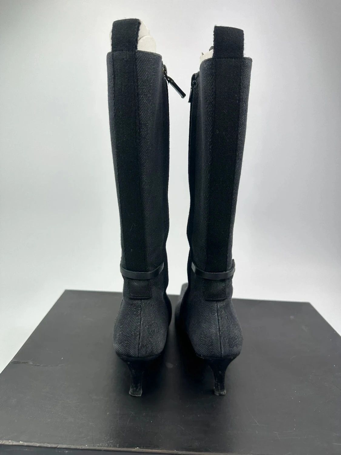 Gucci Gucci Black Monogram Boots Heels talon bout pointu Size US 6.5 / IT 36.5 - 8 Thumbnail
