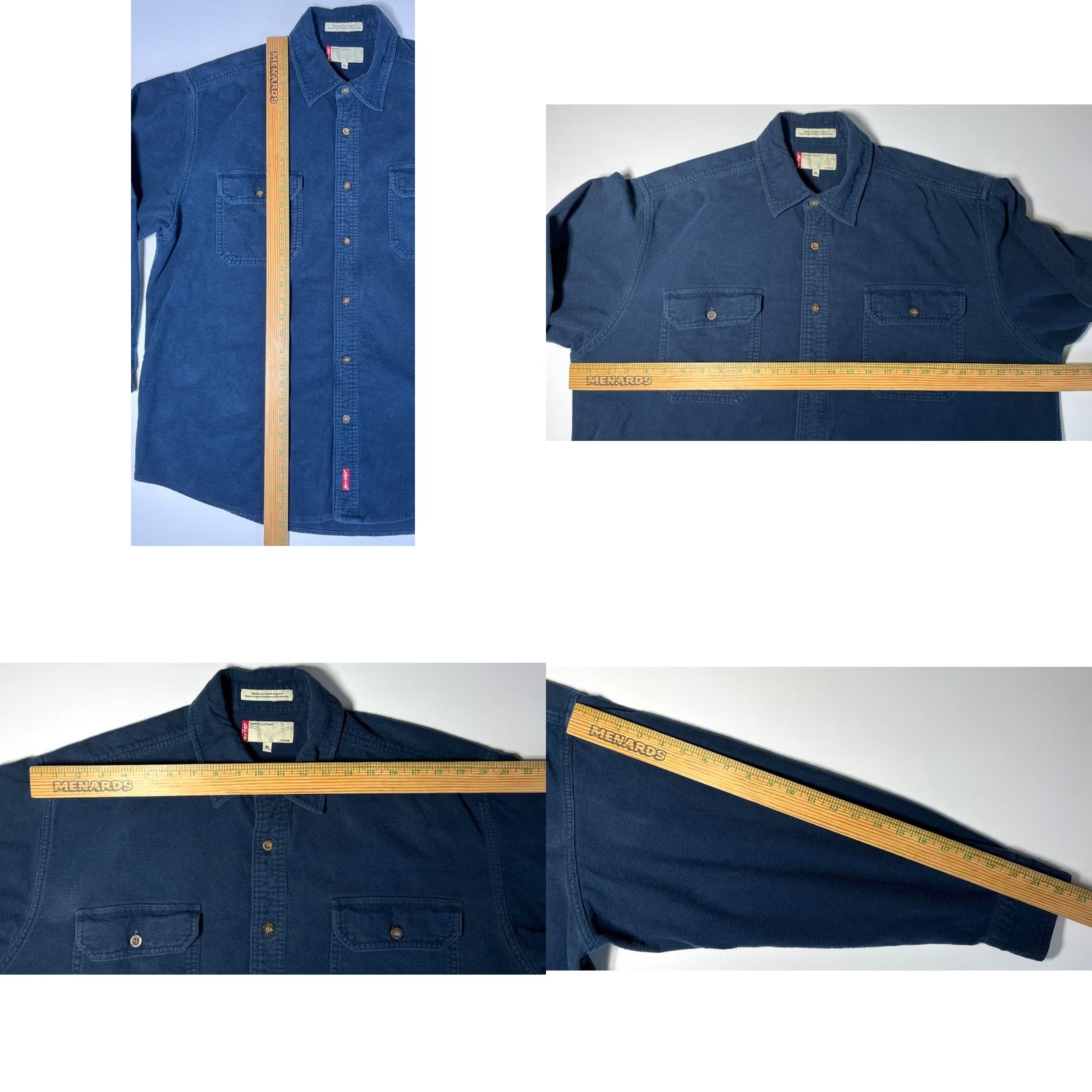 Levi's VINTAGE Levi's Shirt Chamois Flannel Button-Up Men XL Navy Blue 90s Casual Pockets Size US XL / EU 56 / 4 - 8 Thumbnail