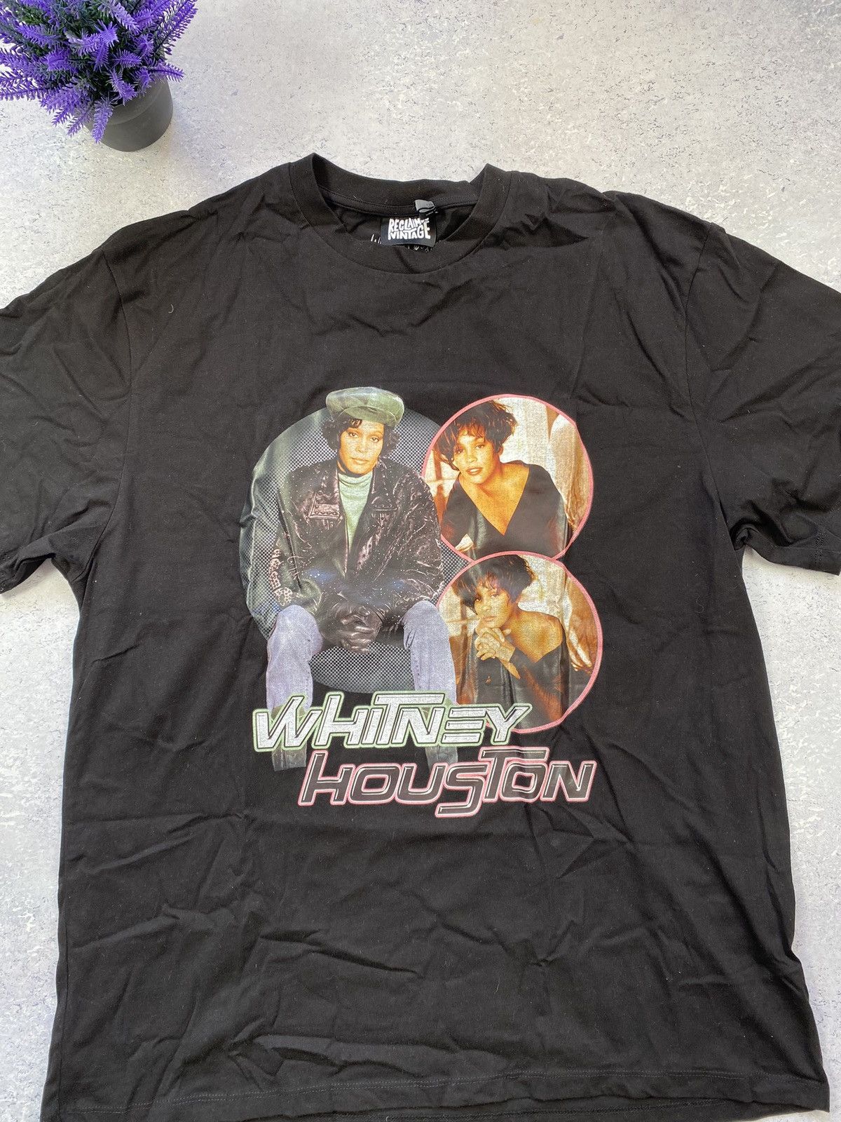 Designer × Other Whitney Houston Men’s Black T-shirt With Big Centre Logo Size US XXL / EU 58 / 5 - 3 Thumbnail