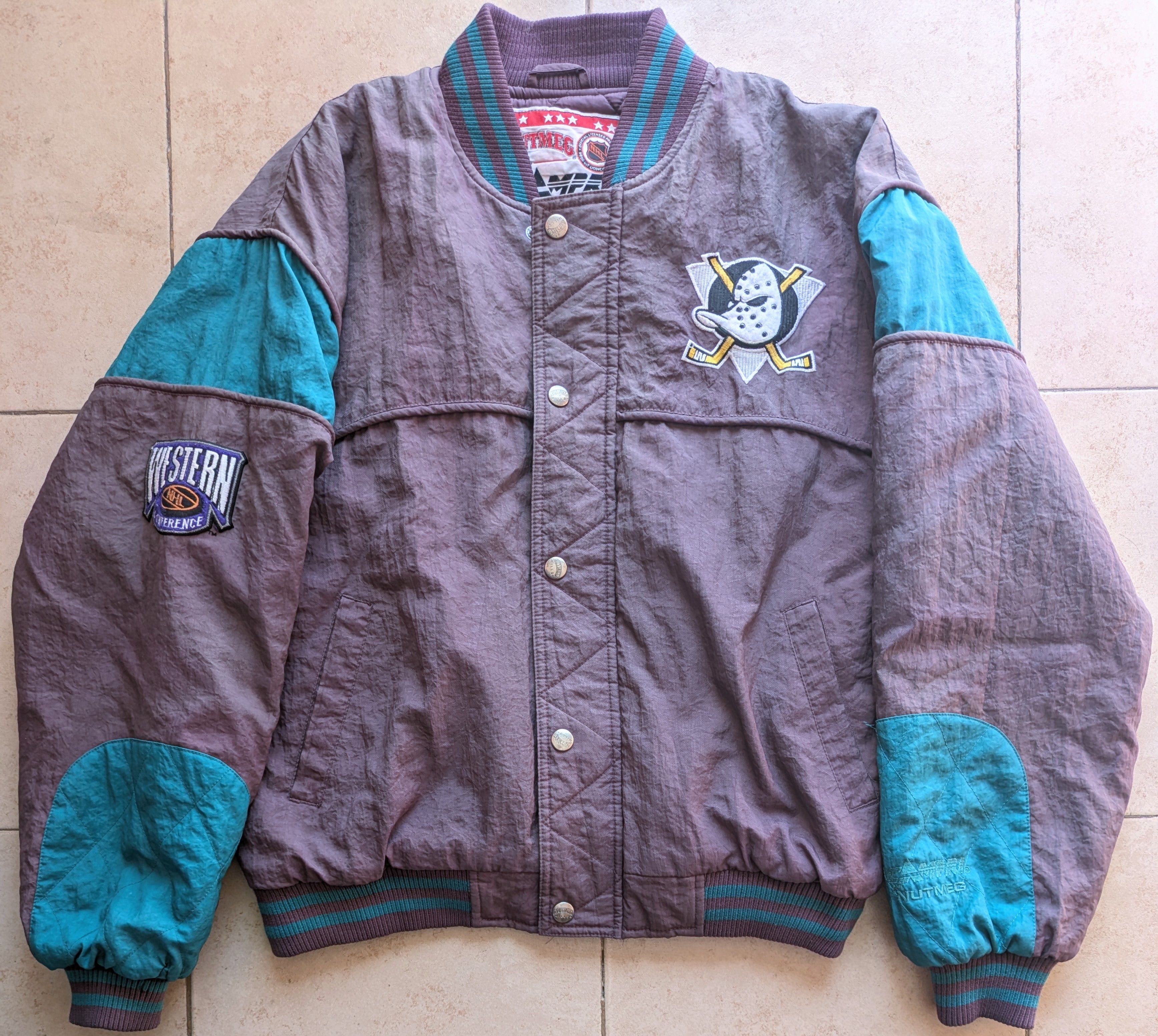 Starter Anaheim Mighty Ducks 90s NUTMEG bomber M NHL vintage Size US M / EU 48-50 / 2 - 2 Thumbnail