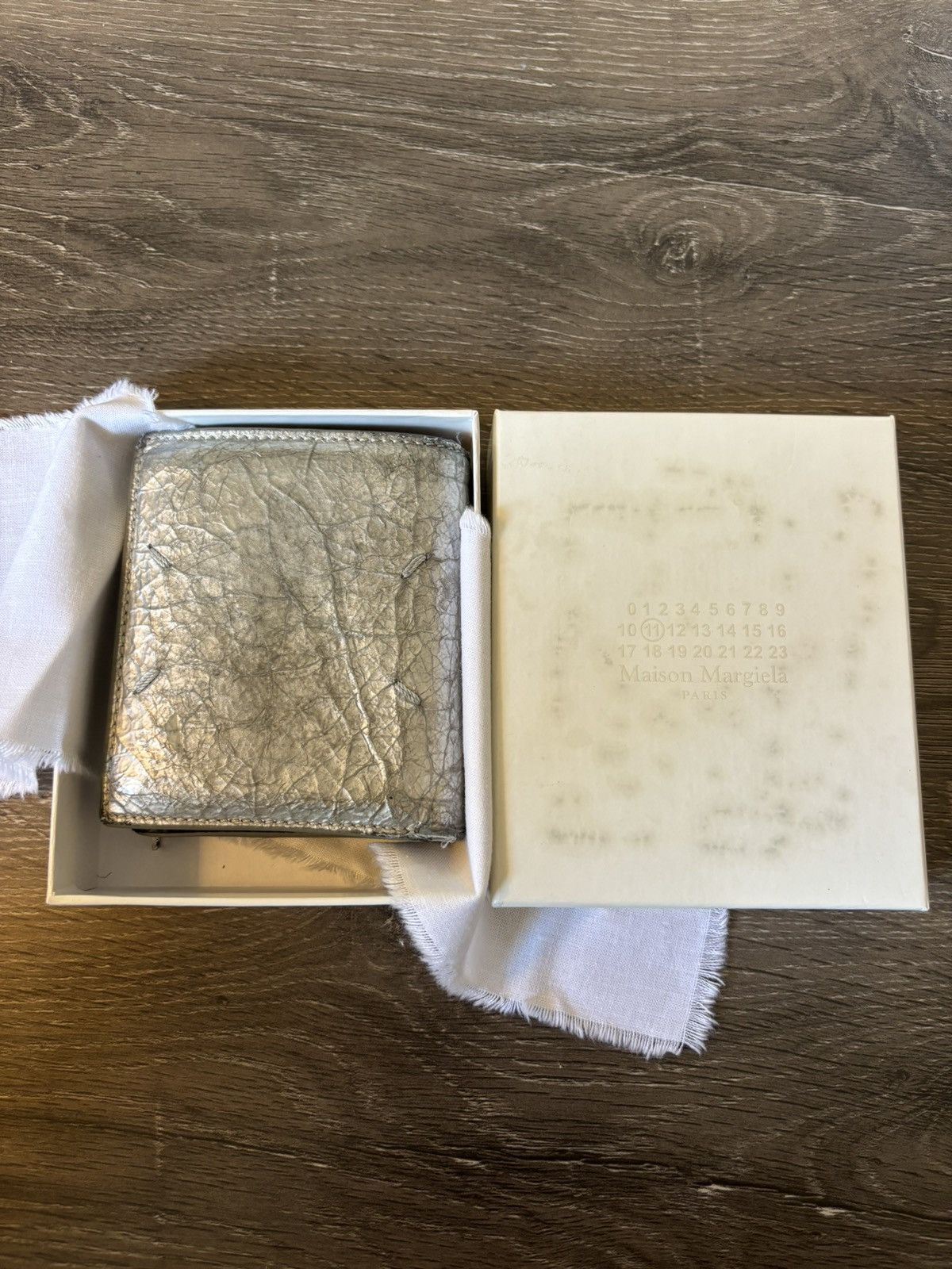 Pre-owned Maison Margiela Glossed Snakeskin Wallet In White