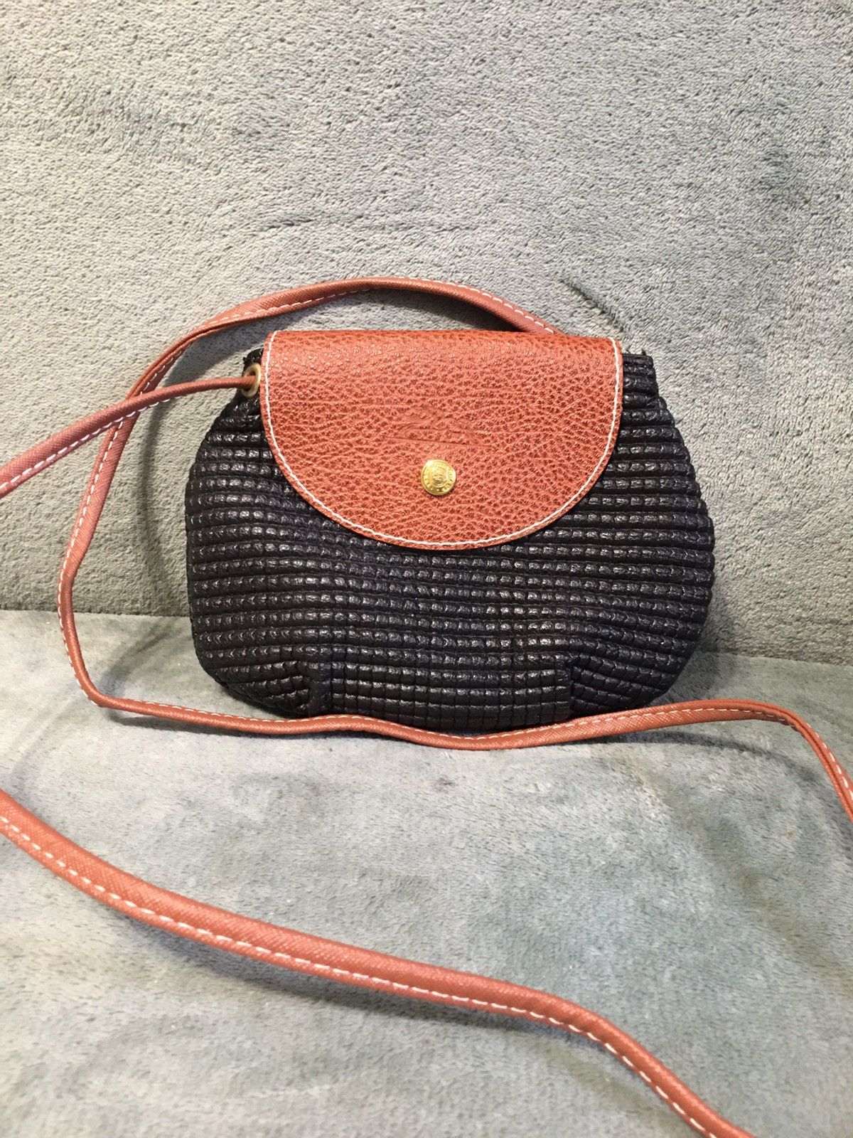 Longchamp Paris Leather Woven Shoulder Crossbody Bag