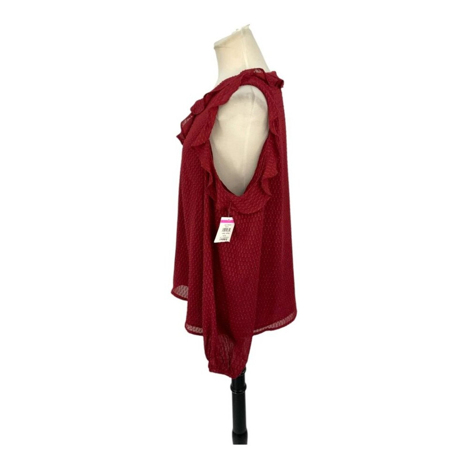 Other CeCe Ruffled Clip Dot Blouse Red Size Large NWOT $89 MSRP Size L / US 10 / IT 46 - 5 Thumbnail