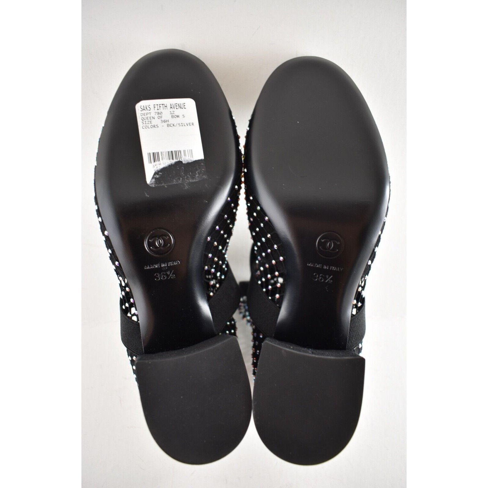 Chanel Chanel 23S Black Mesh Crystal Sock Boot CC Mary Jane 36.5 