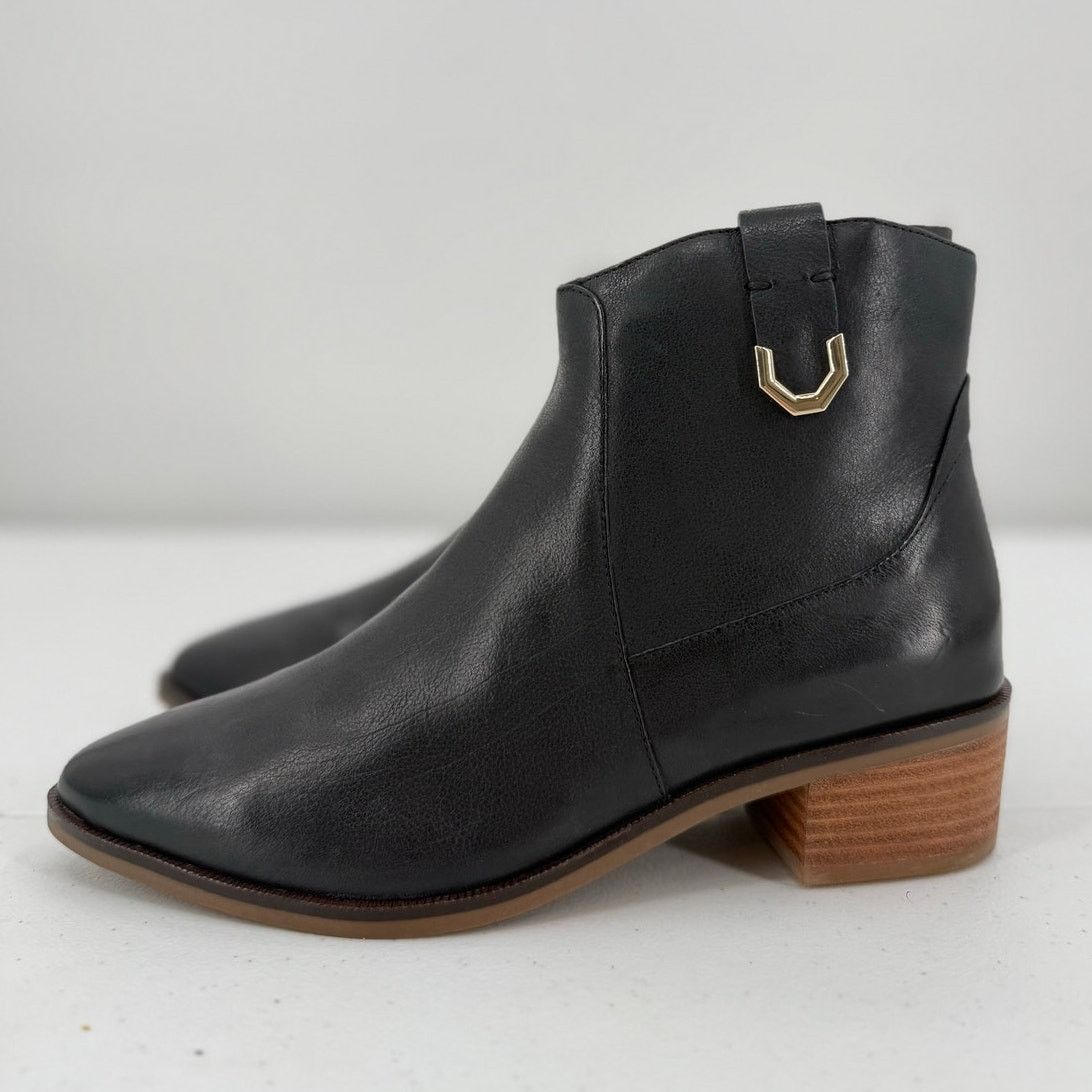 Cole Haan NEW Cole Haan Women's Maci Black Leather Heeled Booties Size US 6.5 / IT 36.5 - 1 Thumbnail