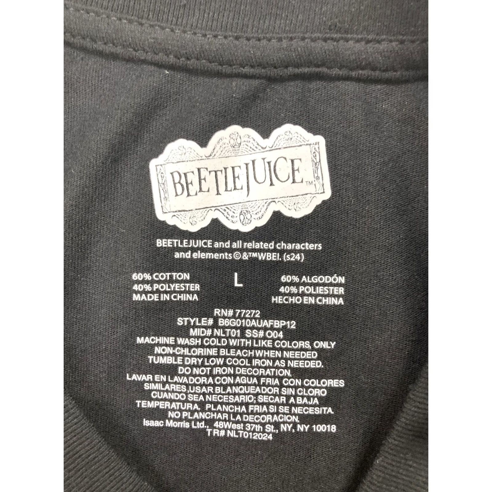 Vintage Beetlejuice Men T-Shirt Graphic Print Short Sleeve Crew Neck Black LSIZE Logo Halloween Movie Shirt Mens Size US L / EU 52-54 / 3 - 4 Thumbnail