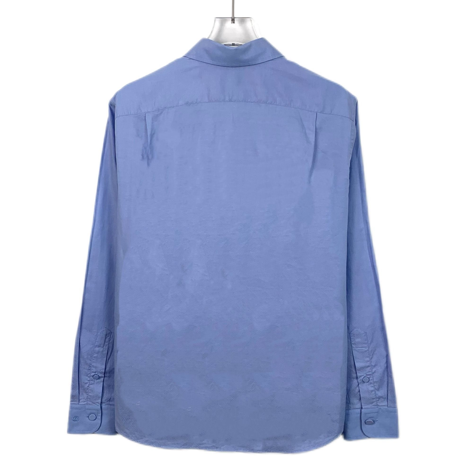Gucci Gucci Womens Blue Cotton Long Sleeve Shirt With Pleated Fron Size S / US 4 / IT 40 - 8 Thumbnail