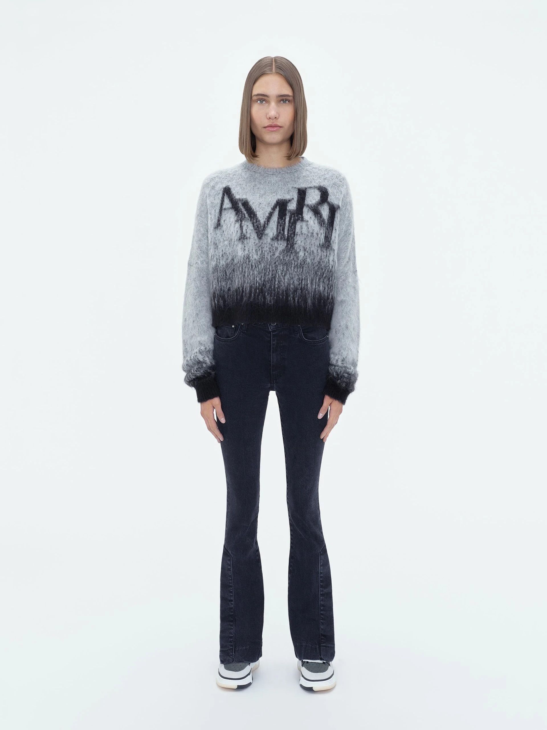 Amiri oc11z0225 Staggered Logo Sweater in Grey/Black Size US S / EU 44-46 / 1 - 2 Thumbnail