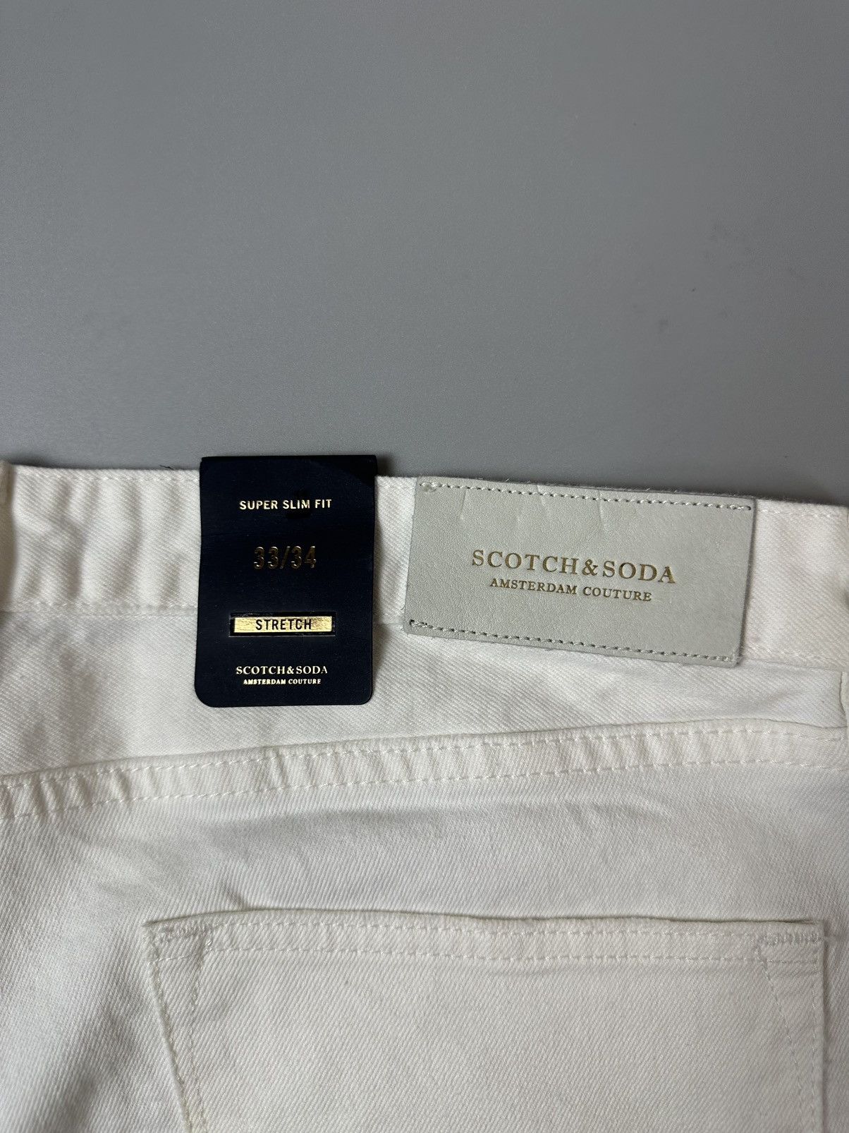 Scotch & Soda Scotch&Soda White solid Jeans Tapered Fit Large Size US 33 - 5 Thumbnail