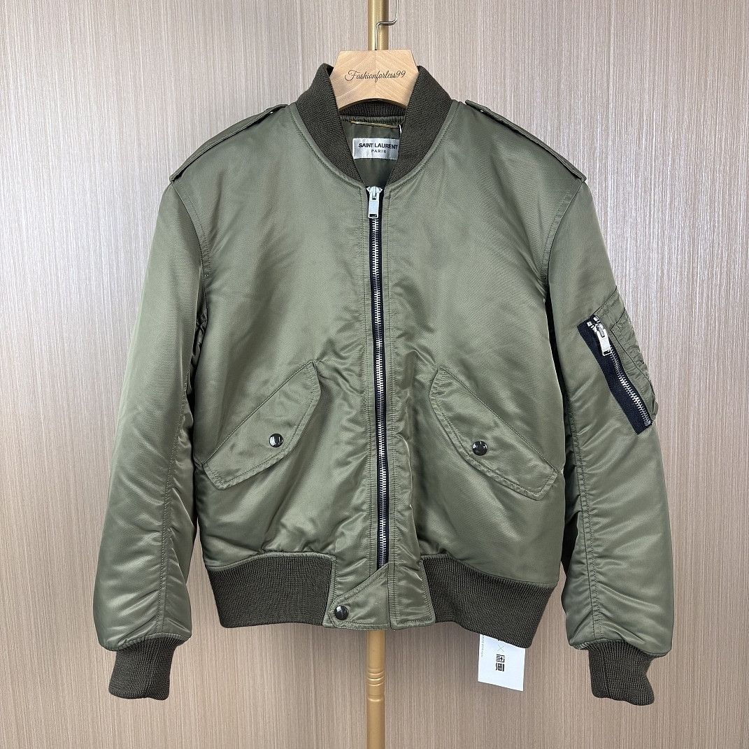 Saint Laurent Paris Saint Laurent Green Bomber Jacket Size XS Size US XS / EU 42 / 0 - 1 Thumbnail
