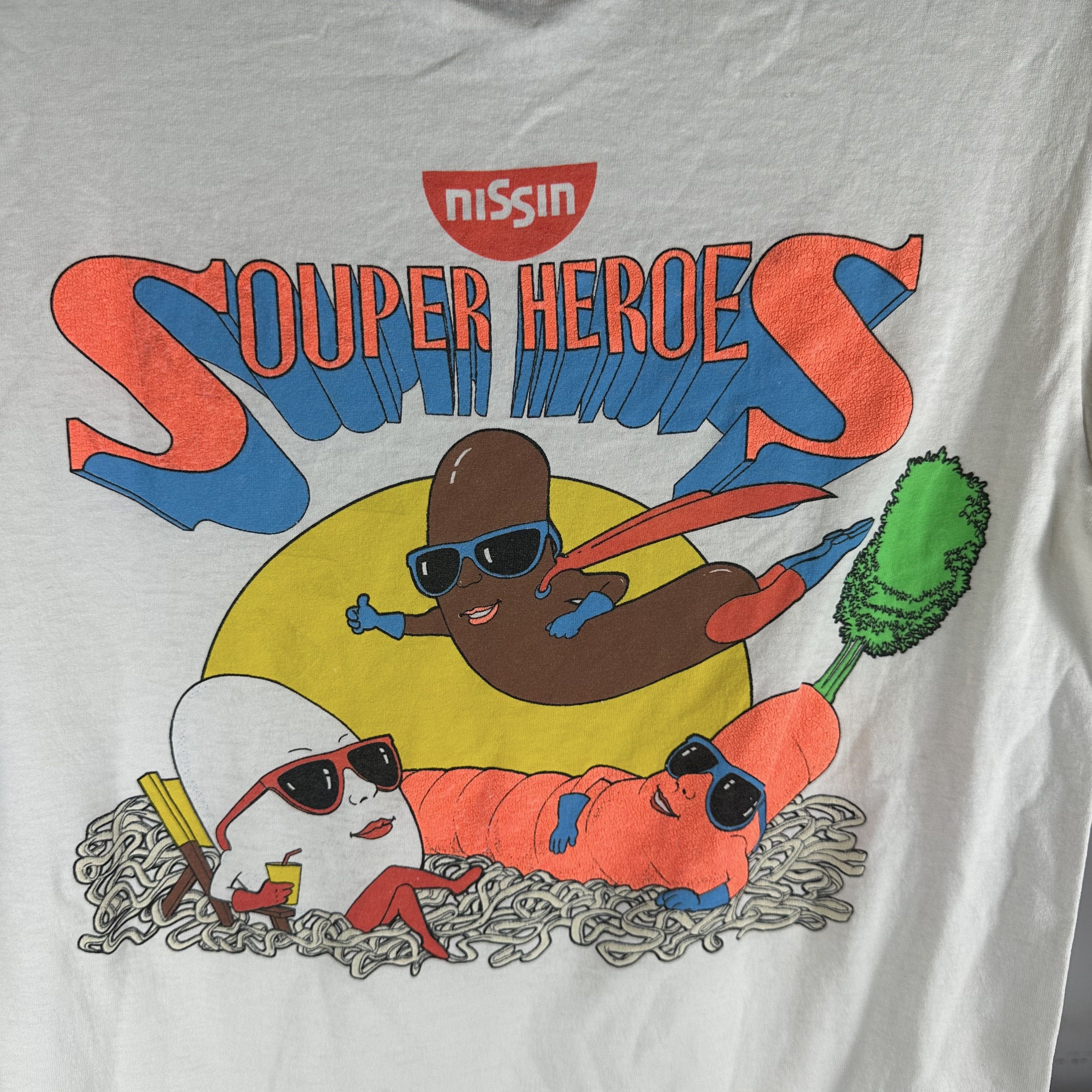 Vintage Vintage 80s Nissin Ramen Souper Heroes Graphic Promo T-shirt Size US S / EU 44-46 / 1 - 4 Thumbnail
