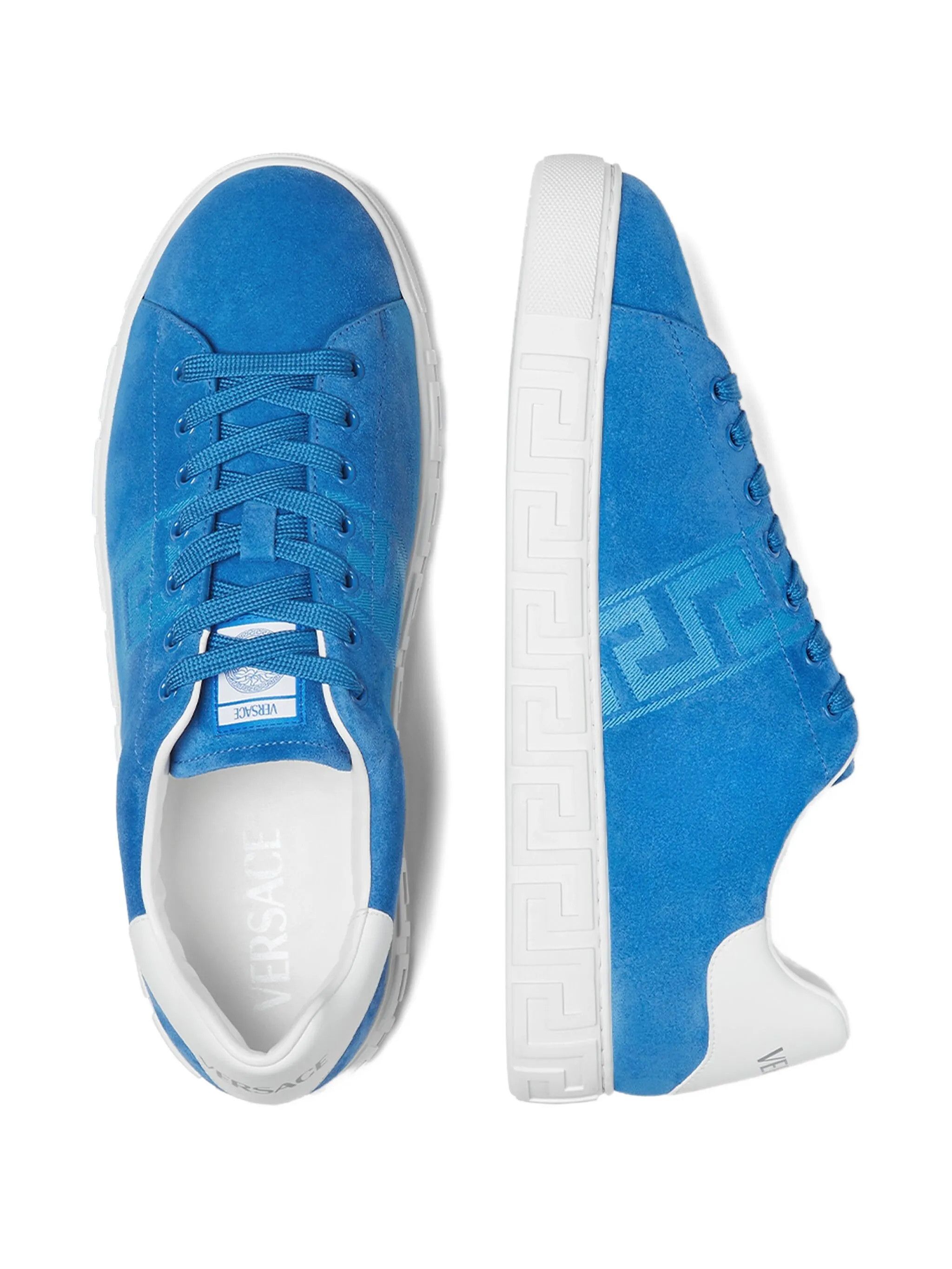 Versace os11x0126 Greca Suede Sneakers in Blue/White Size US 12 / EU 45 - 3 Thumbnail