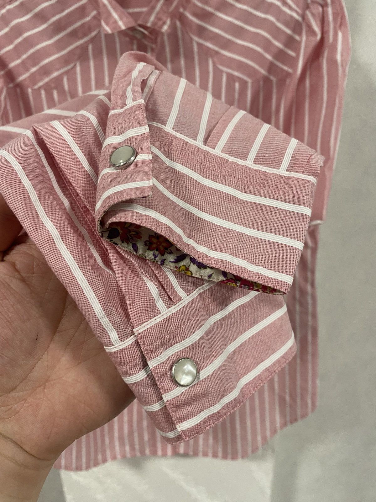 Etro Etro Pink Button Shirt White Stripes Western Style Size: 44 Size M / US 6-8 / IT 42-44 - 7 Thumbnail