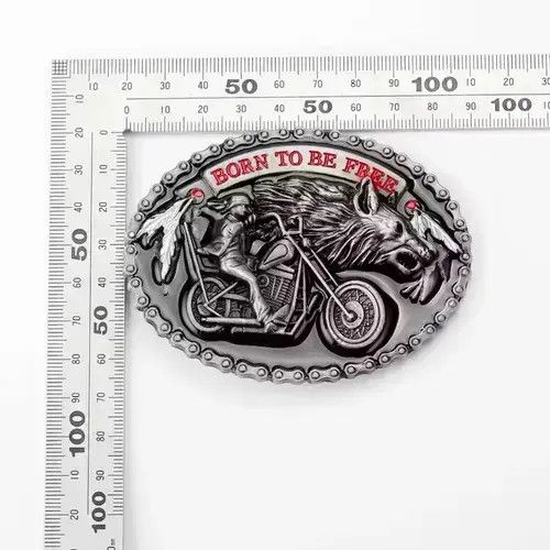 Leather Motorcycle And Wolf Buckle Fashion Decorative Belt Size ONE SIZE - 3 Thumbnail