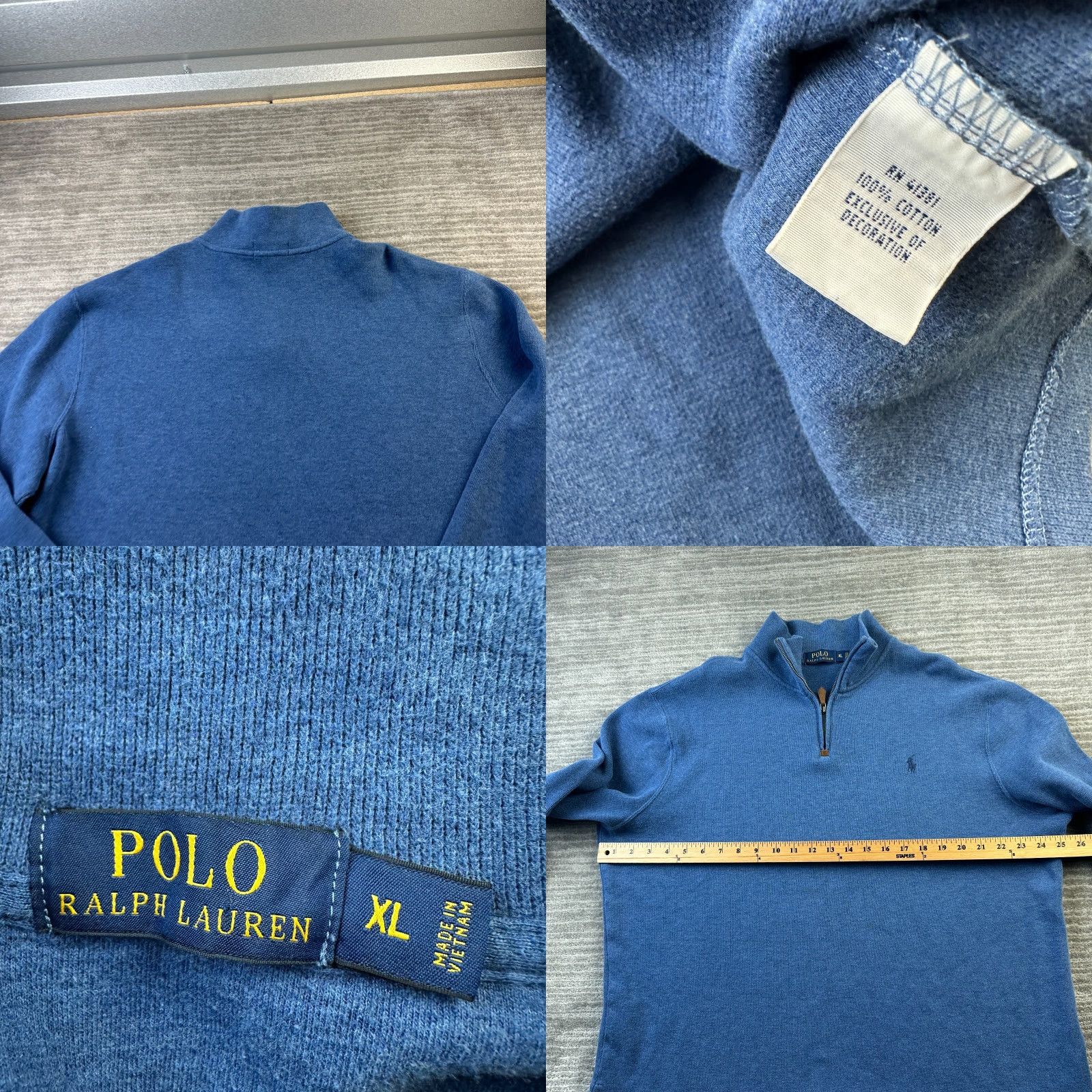 Polo Ralph Lauren Polo Ralph Lauren Sweater Mens XL Blue 1/4 Zip Pullover Knit Logo Classic Size US XL / EU 56 / 4 - 8 Thumbnail